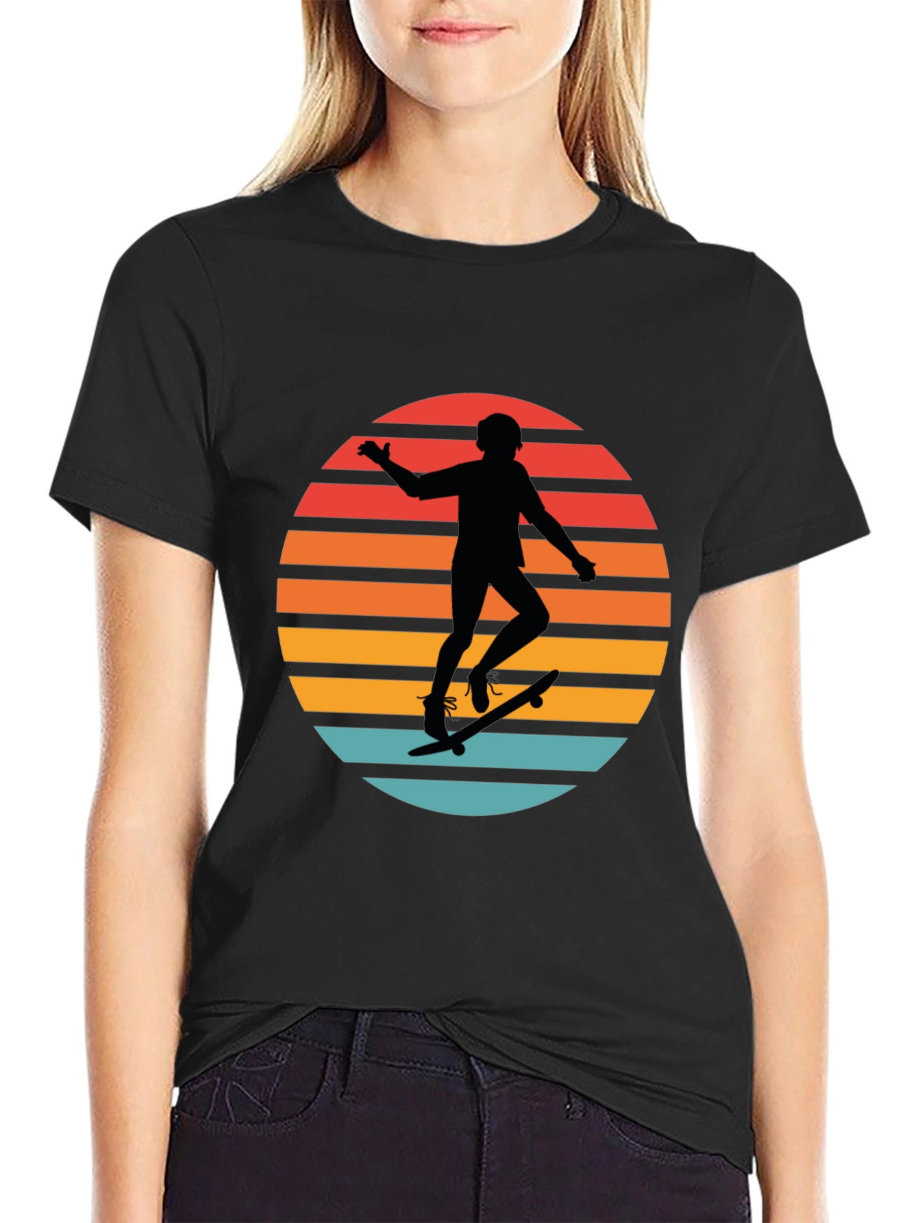 Skateboarder Retro Sunset T-Shirt