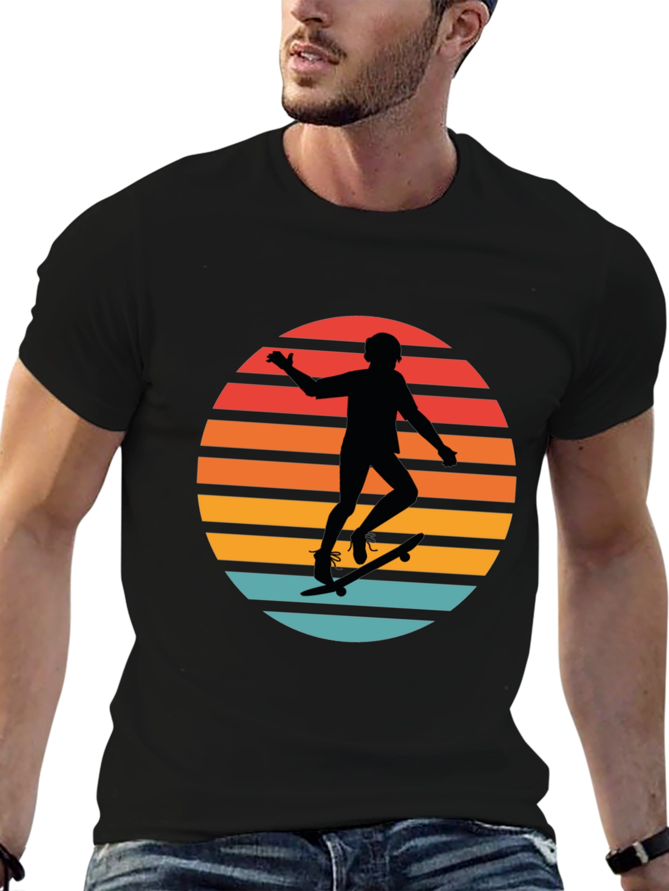 Skateboarder Retro Sunset T-Shirt