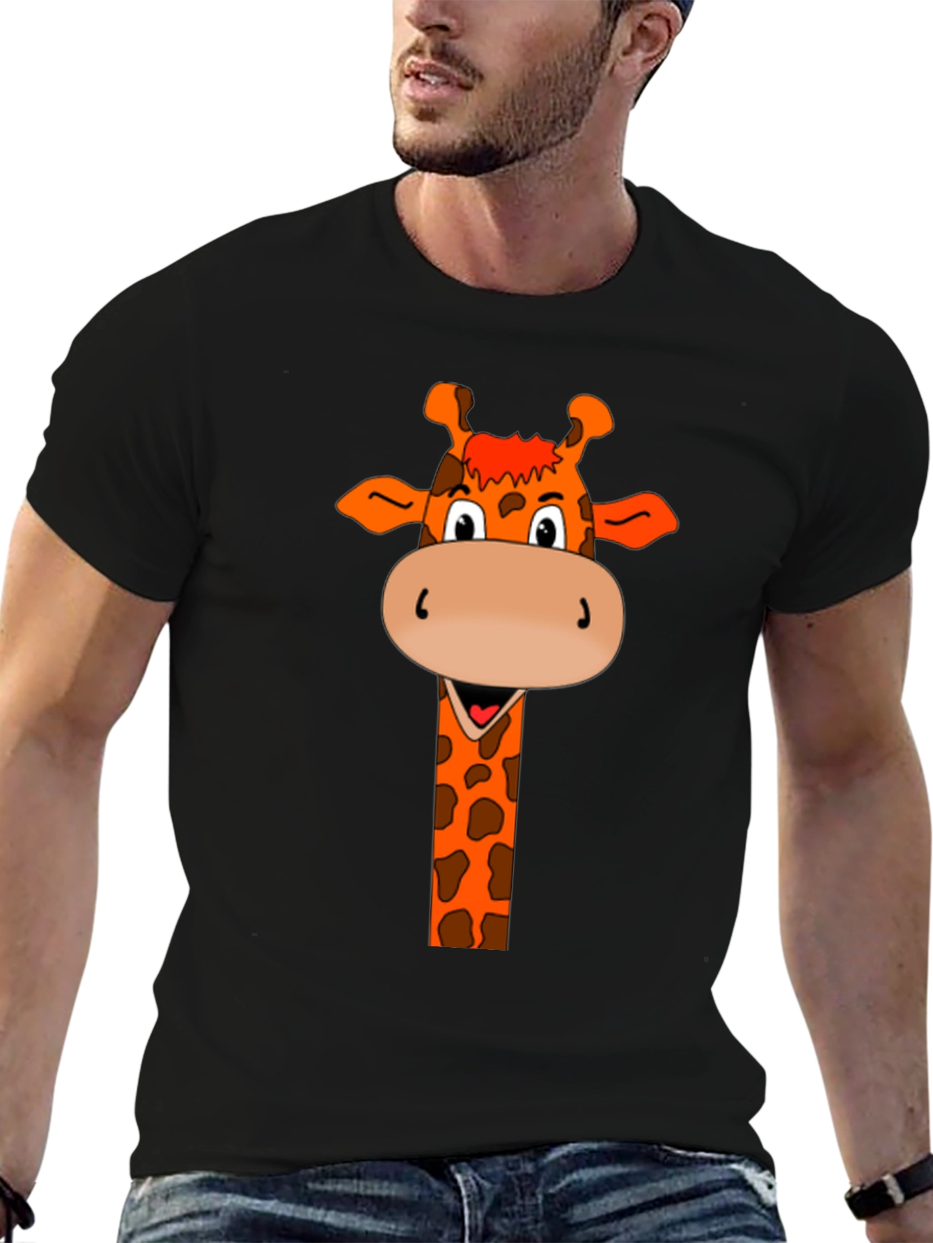 Giraffe Graphic Tee - Mens Black T-Shirt