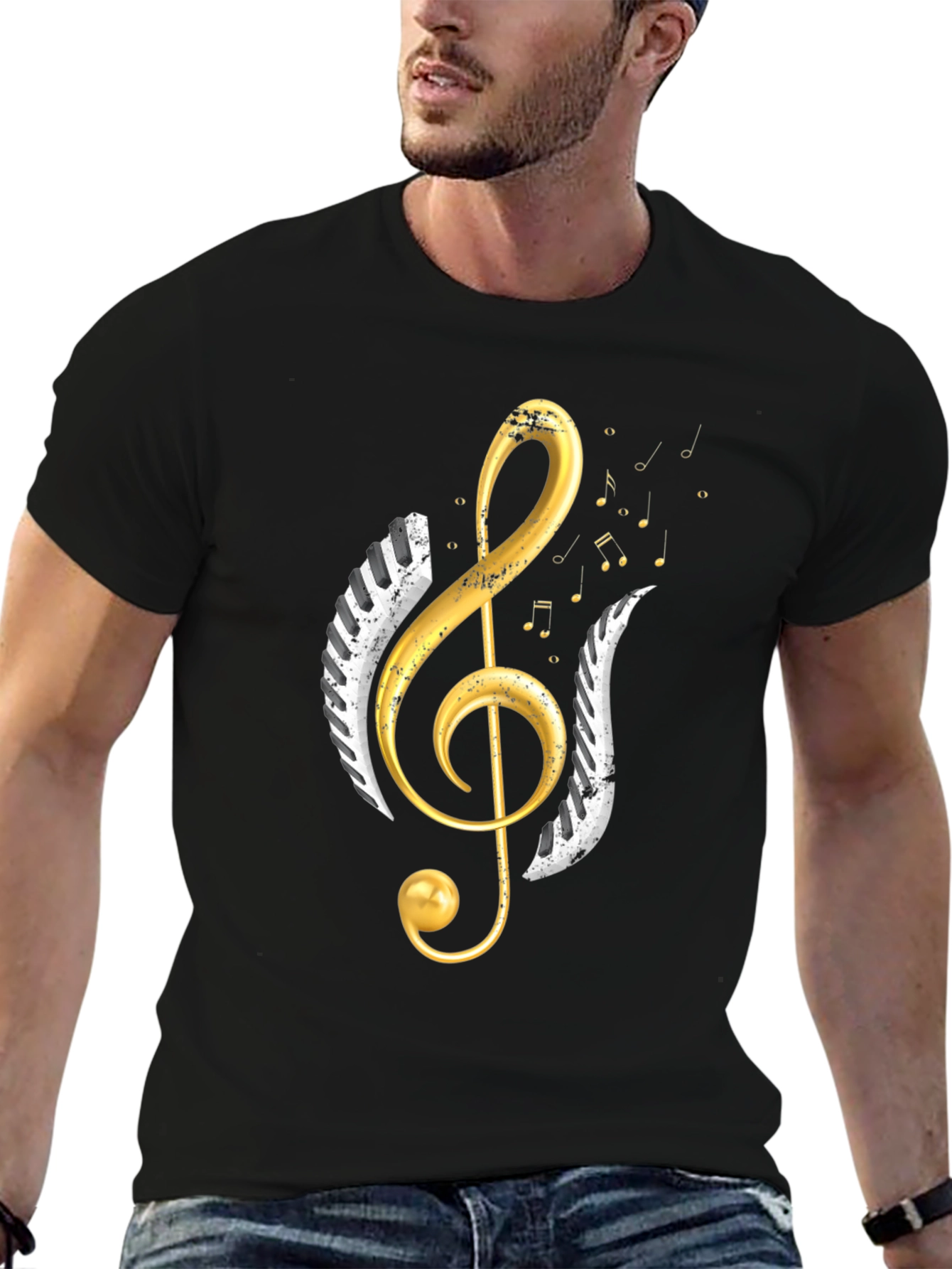 Musical Treble Clef Graphic Tee - Black
