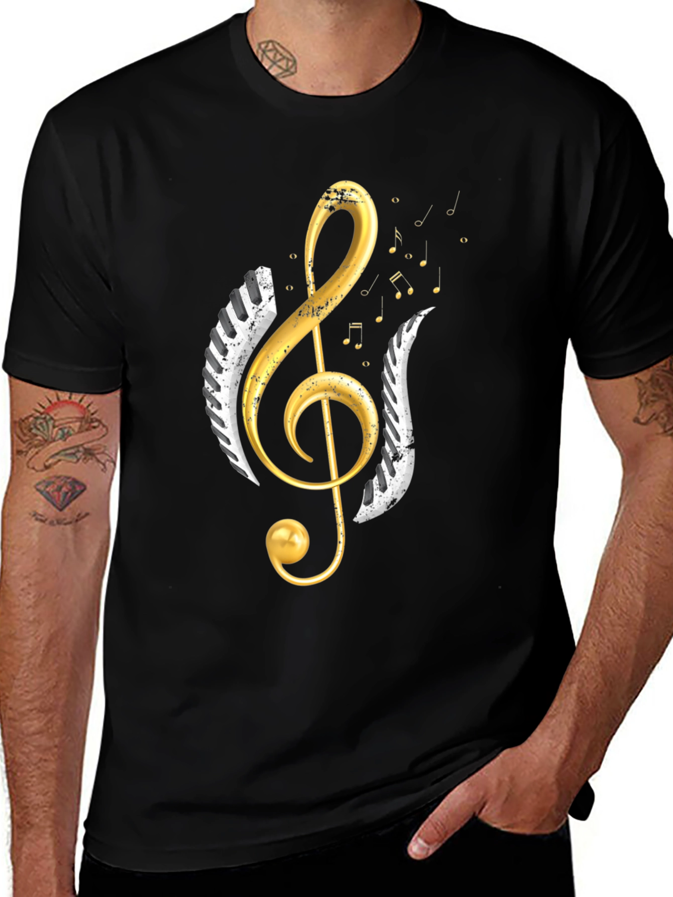 Musical Treble Clef Graphic Tee - Black