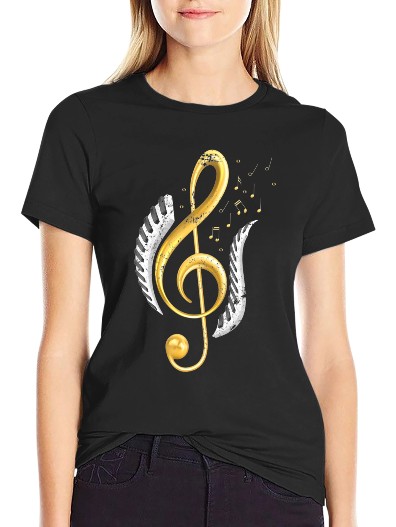 Musical Treble Clef Graphic Tee - Black