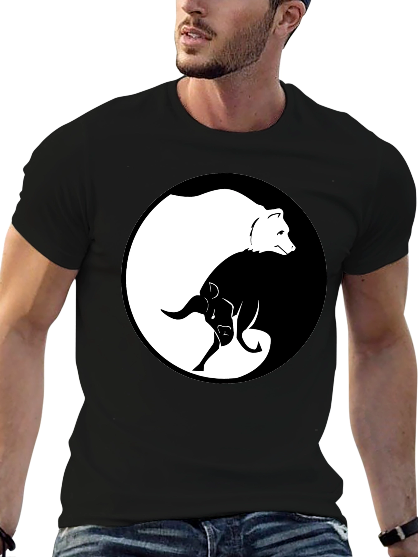 Yin Yang Bear and Bull Graphic Tee - Unisex