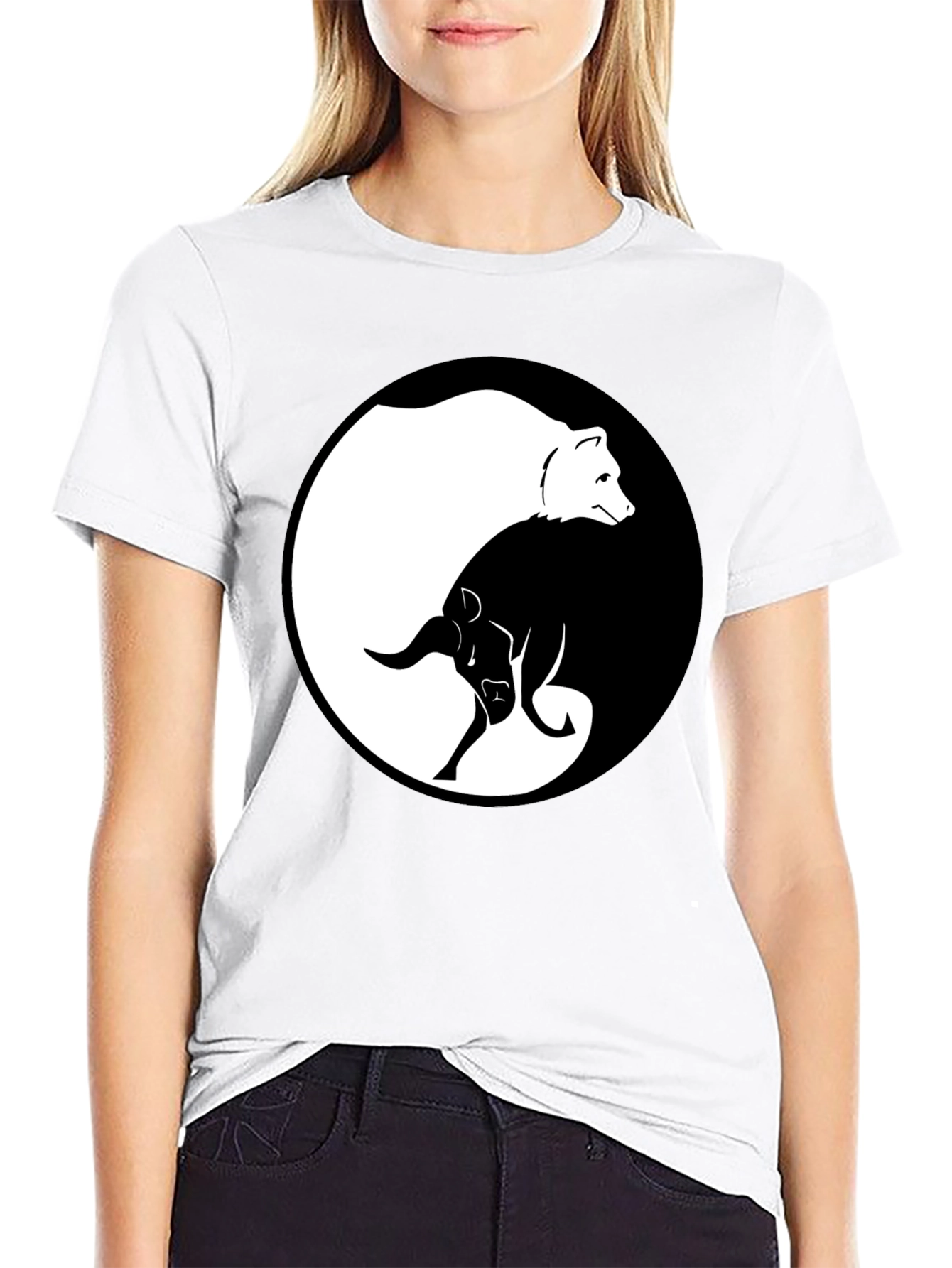 Yin Yang Bear and Bull Graphic Tee - Unisex