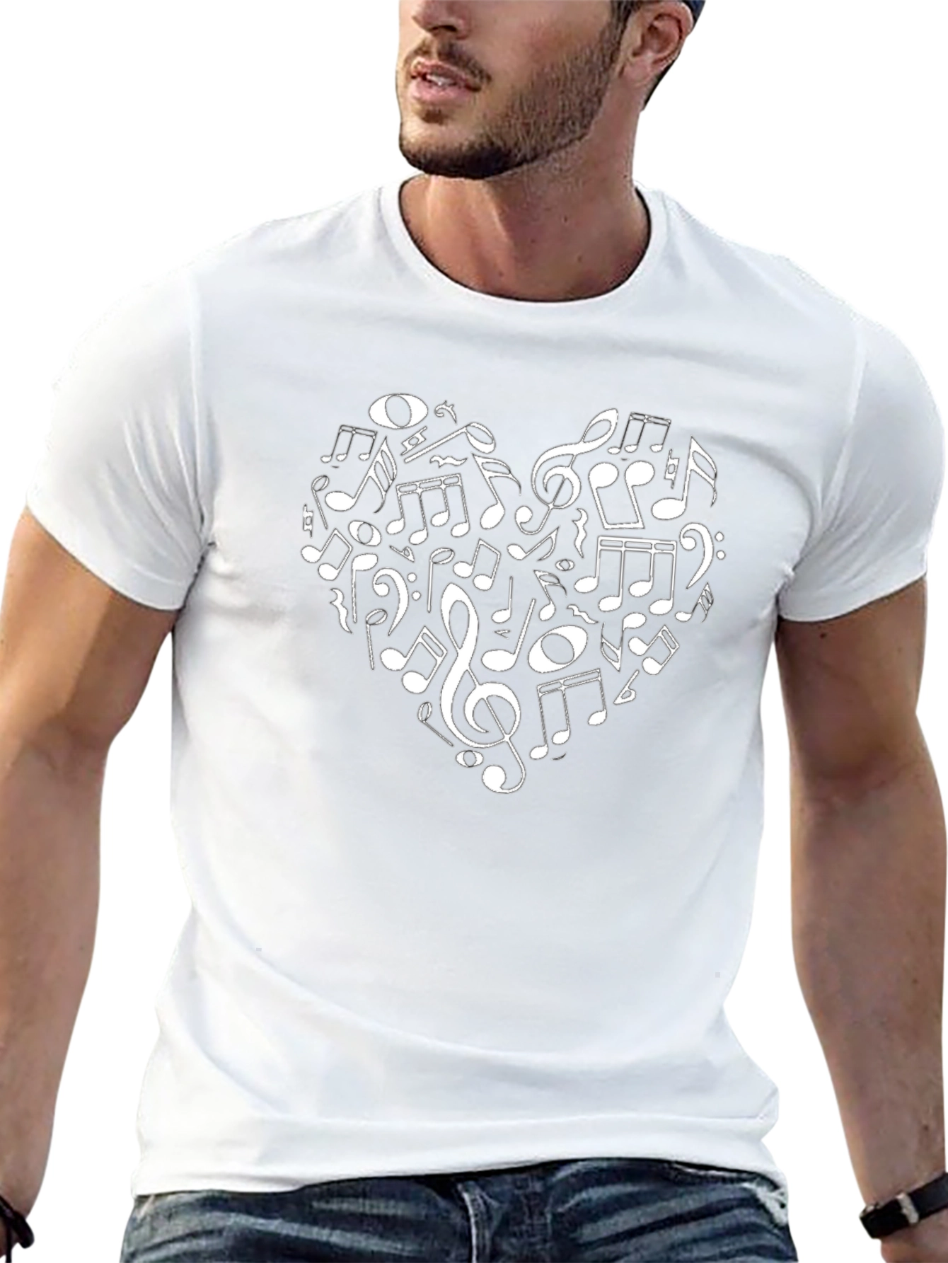 Musical Heart T-Shirt - Black Cotton Tee