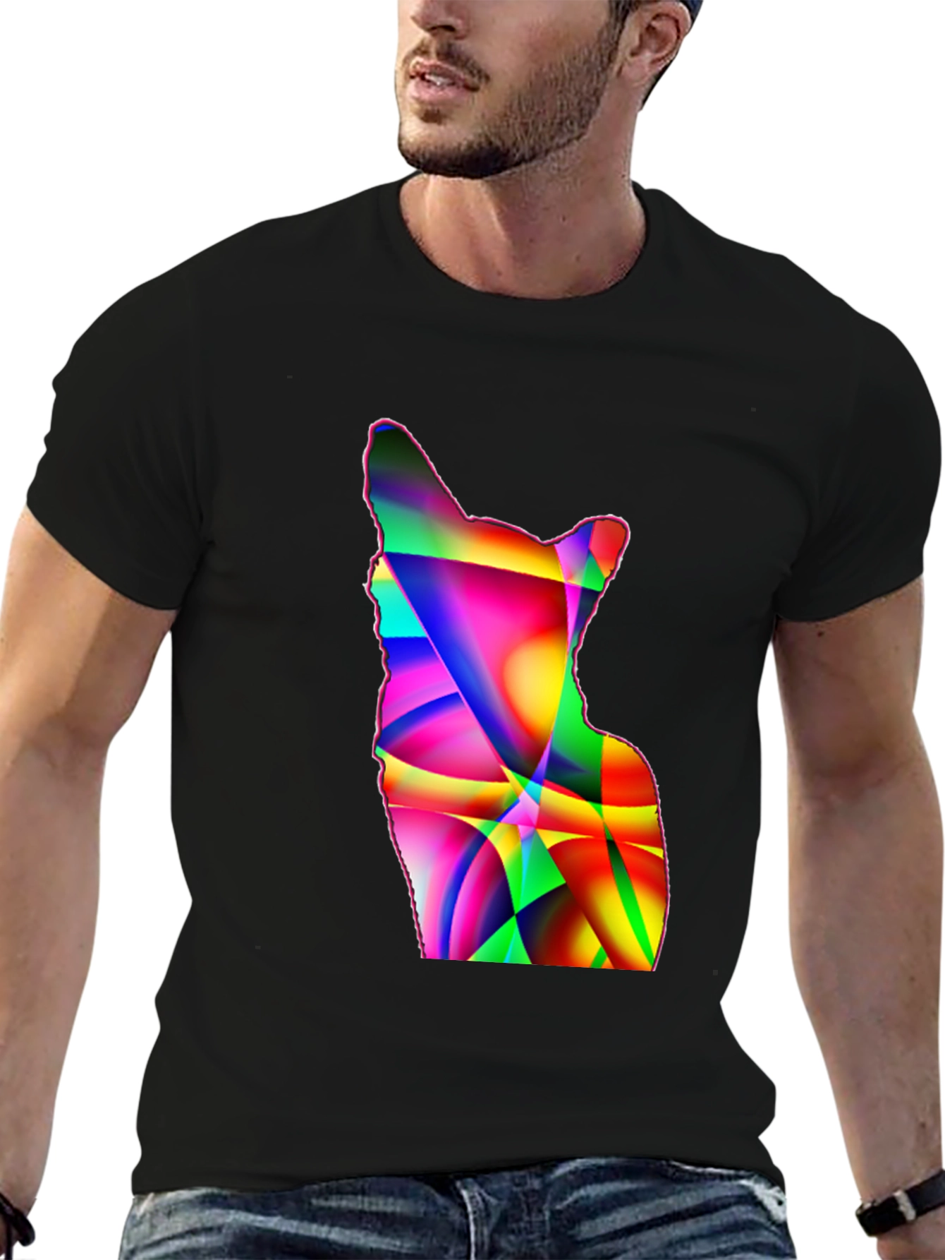 Abstract Geometric Dog Graphic Tee