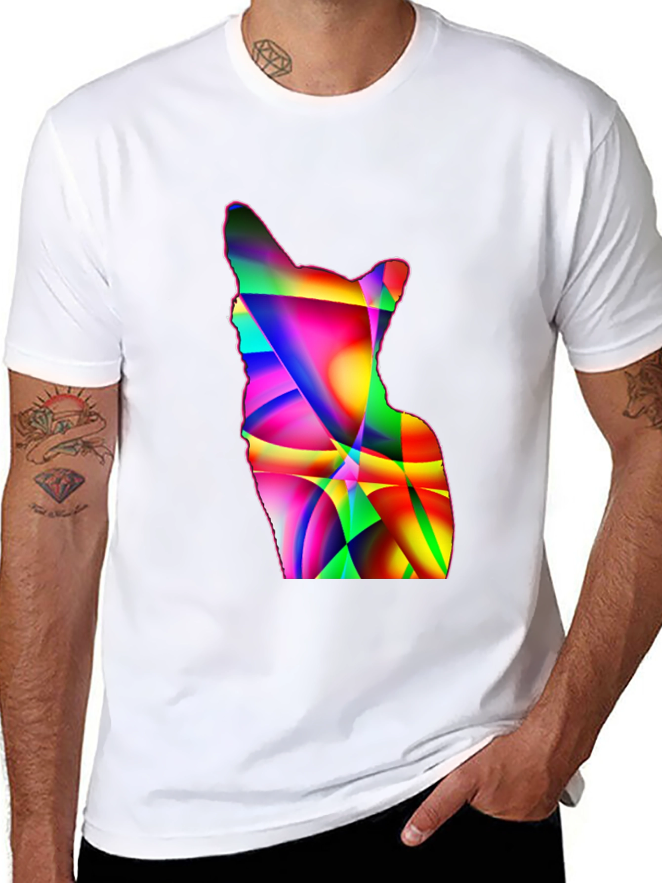 Abstract Geometric Dog Graphic Tee