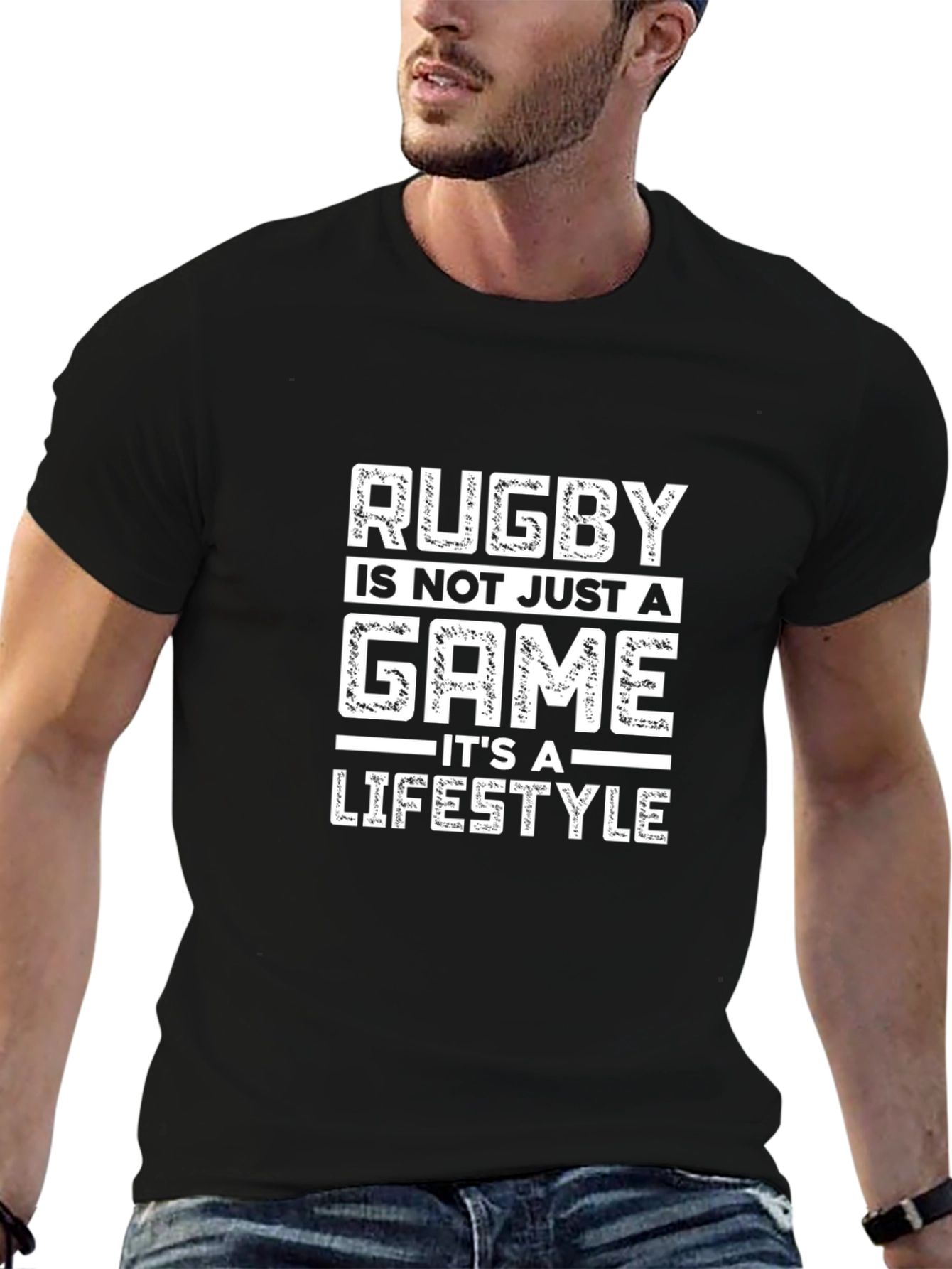 Rugby Lifestyle Black Graphic T-Shirt