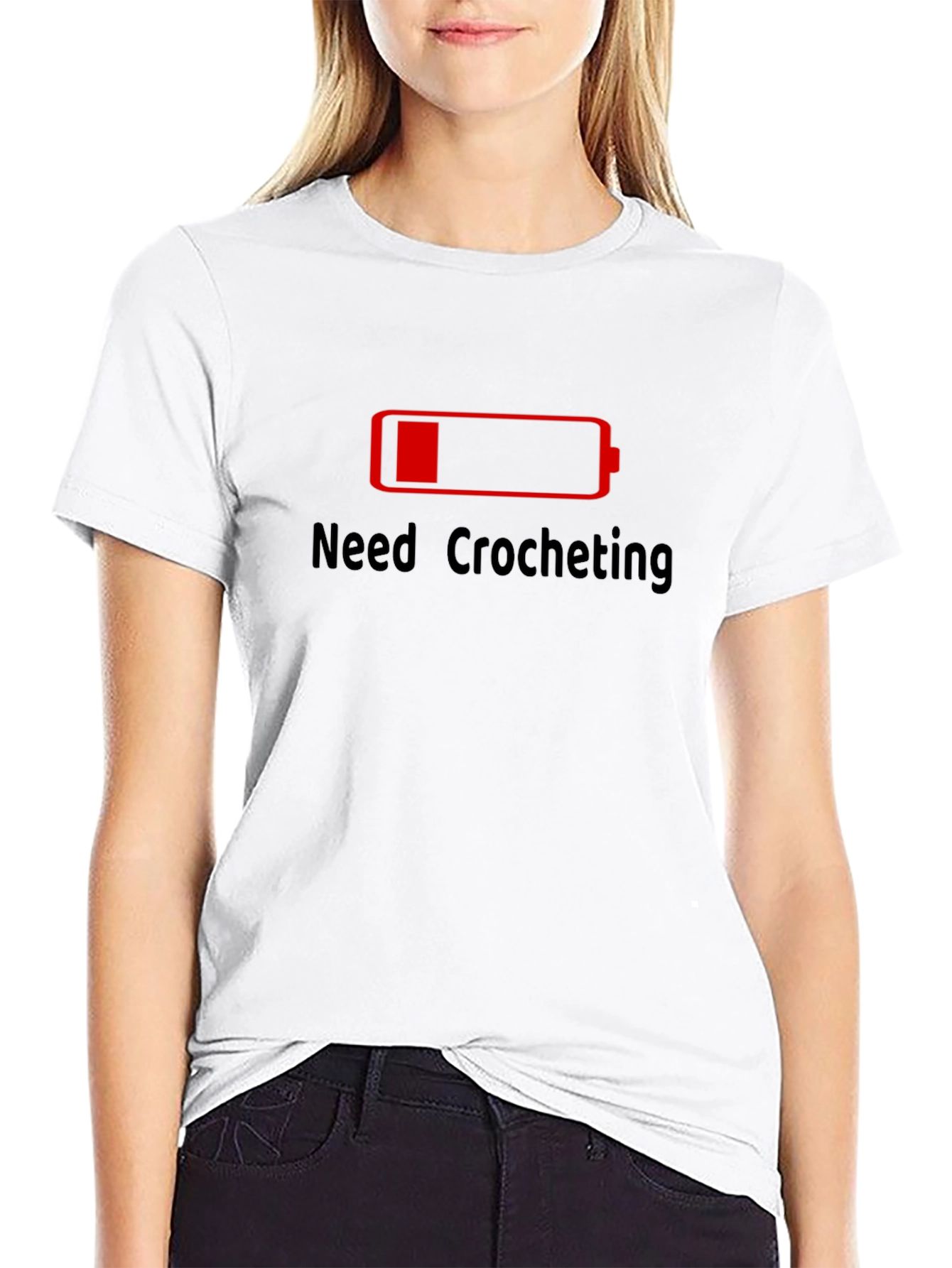 Need Crocheting Low Battery Graphic Tee -  Hobby Shirt