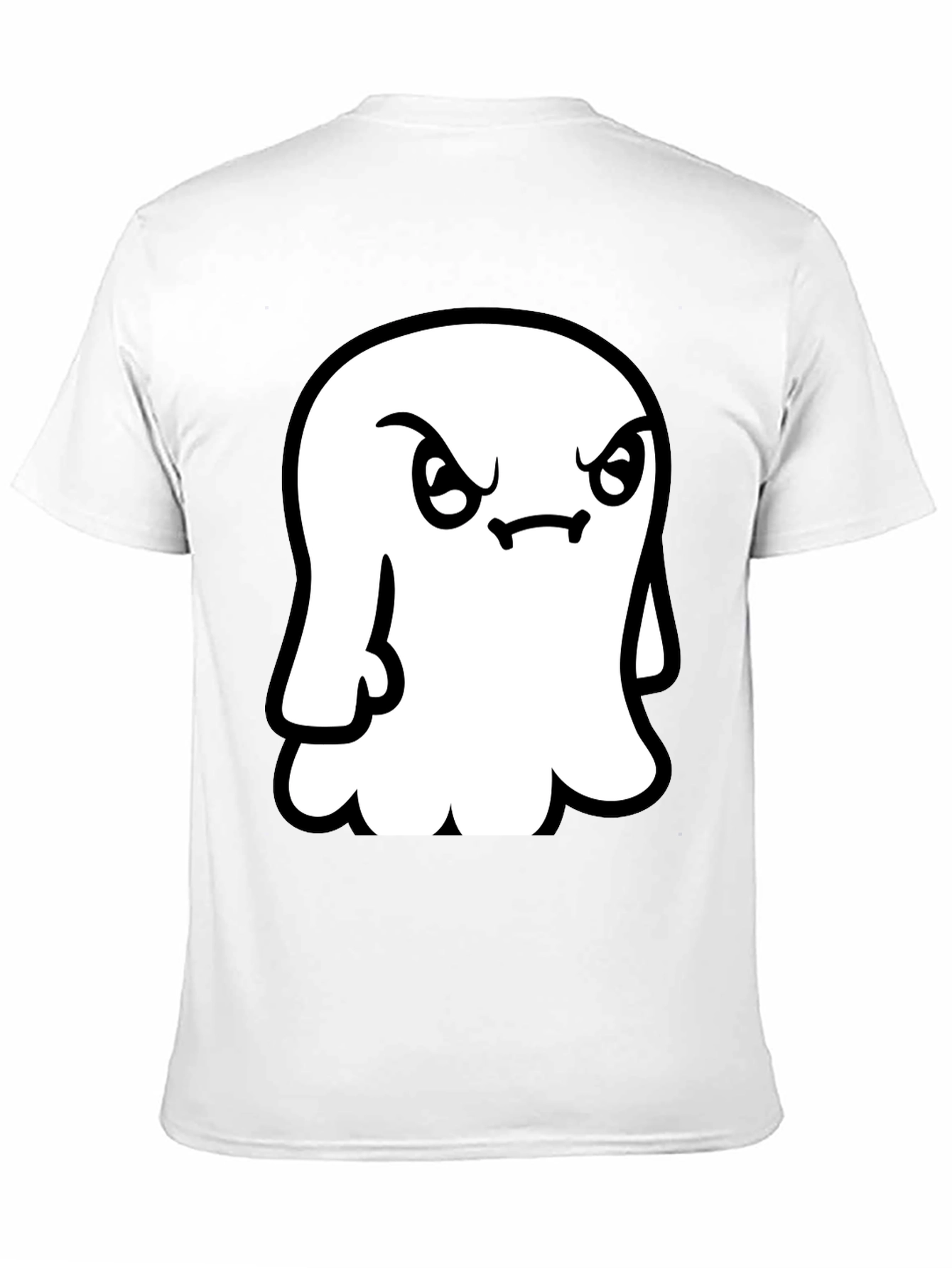 Grumpy Ghost Graphic Tee - Soft Black Cotton Shirt