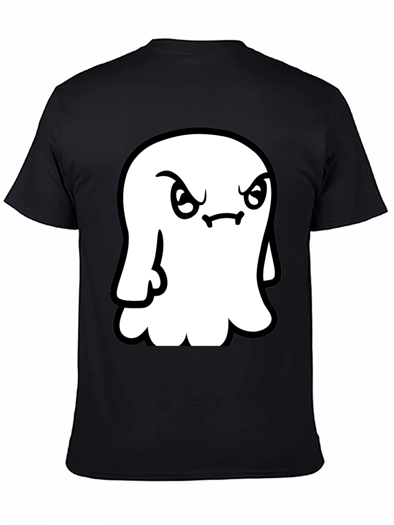 Grumpy Ghost Graphic Tee - Soft Black Cotton Shirt