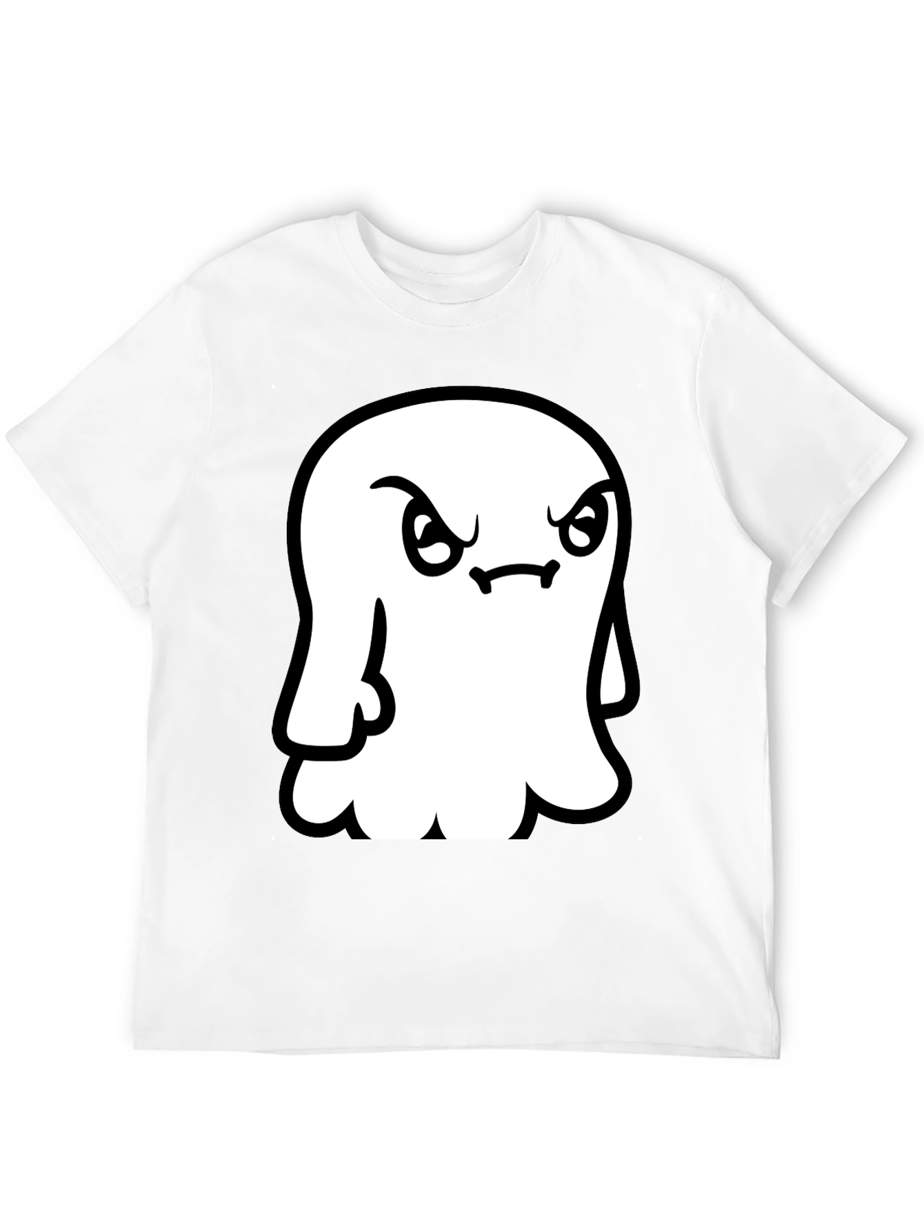 Grumpy Ghost Graphic Tee - Soft Black Cotton Shirt