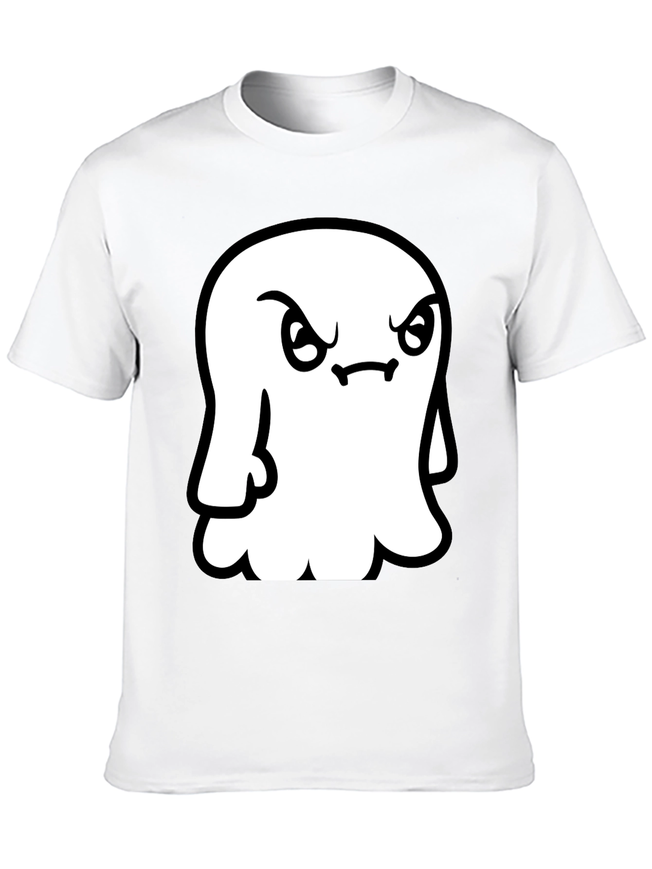 Grumpy Ghost Graphic Tee - Soft Black Cotton Shirt