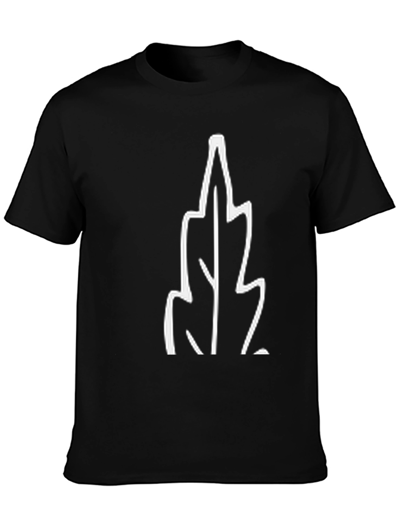 Black T-Shirt with White Leaf Graphic
