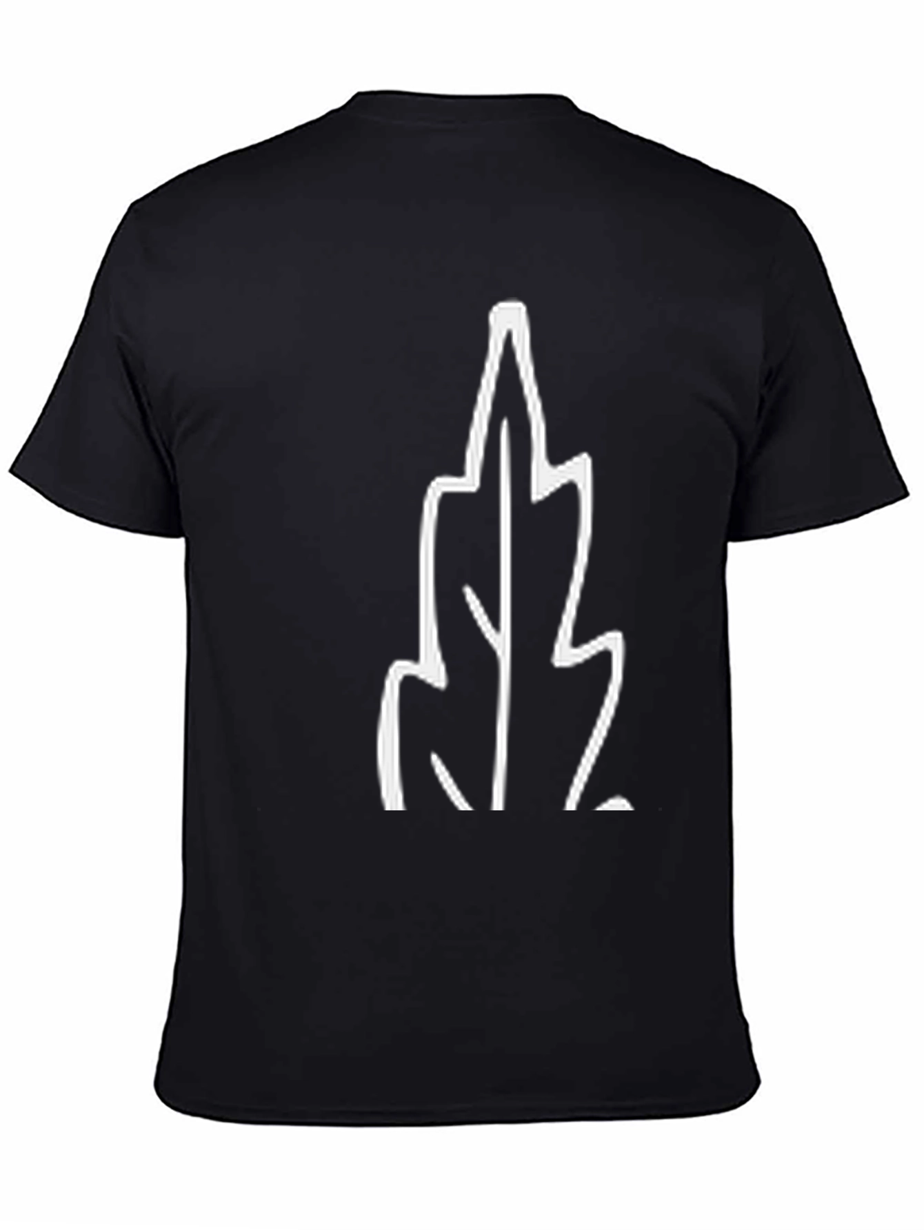 Black T-Shirt with White Leaf Graphic