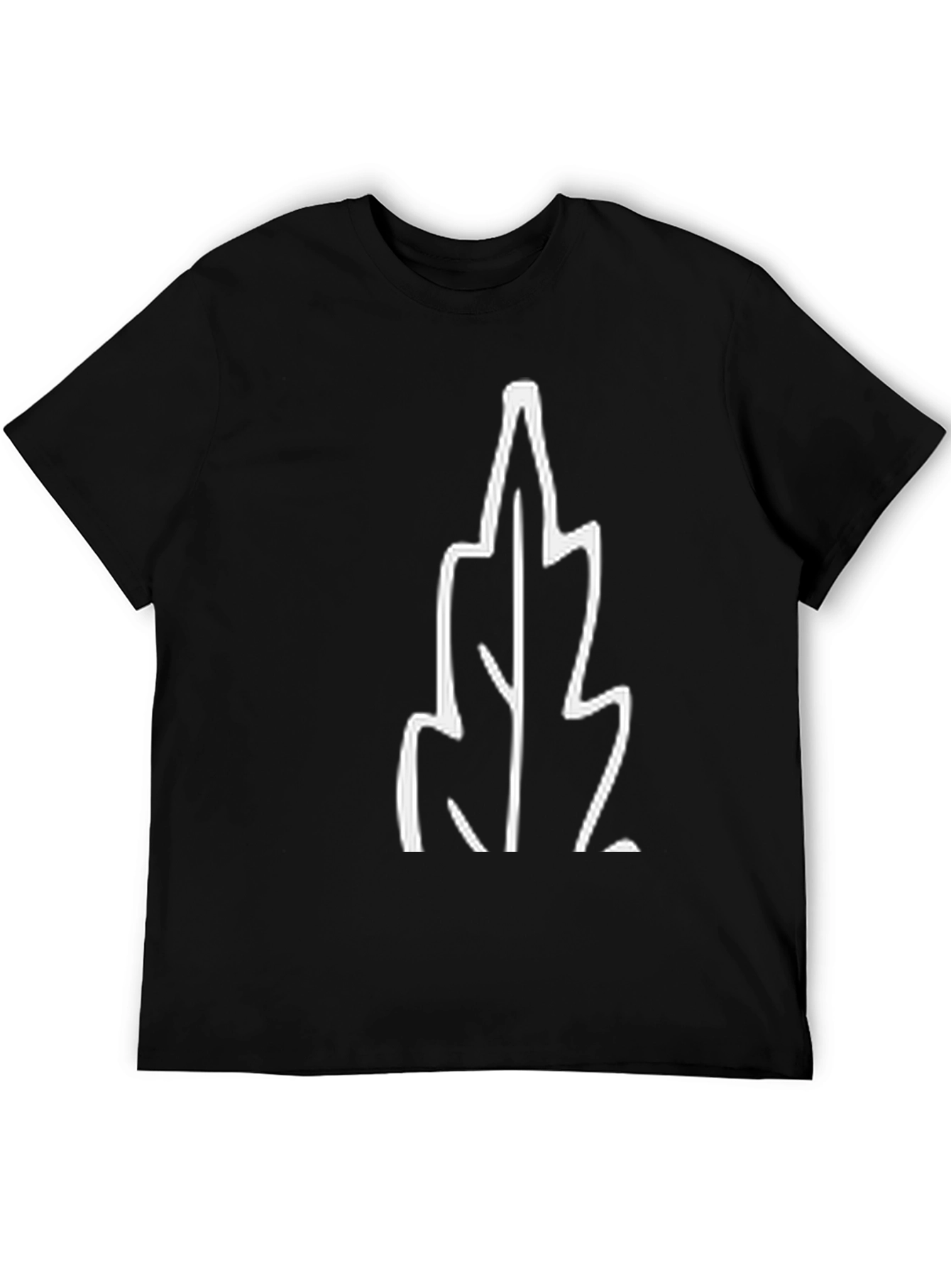 Black T-Shirt with White Leaf Graphic