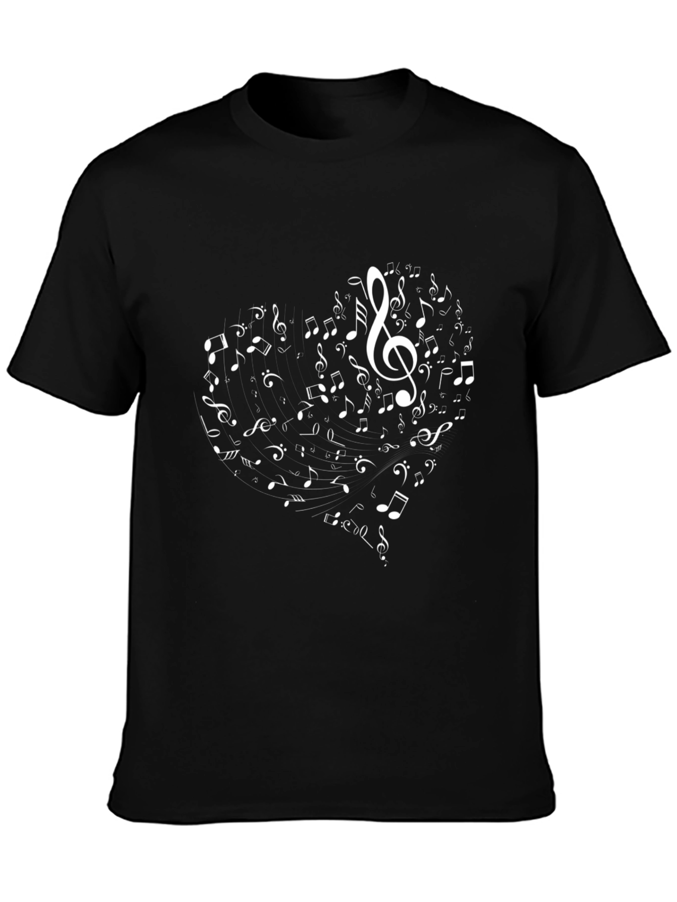 Musical Heart T-Shirt - Black Cotton Blend Graphic Tee