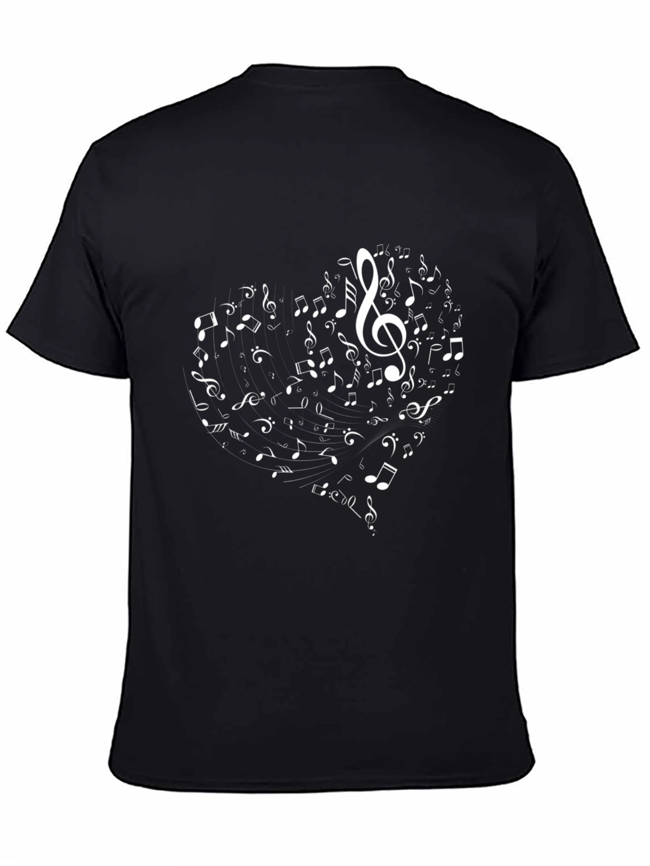 Musical Heart T-Shirt - Black Cotton Blend Graphic Tee
