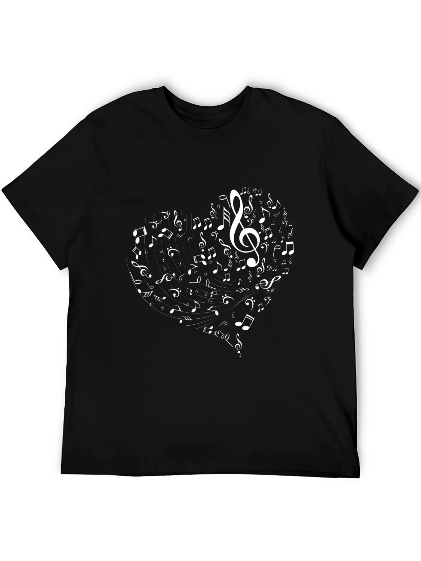 Musical Heart T-Shirt - Black Cotton Blend Graphic Tee