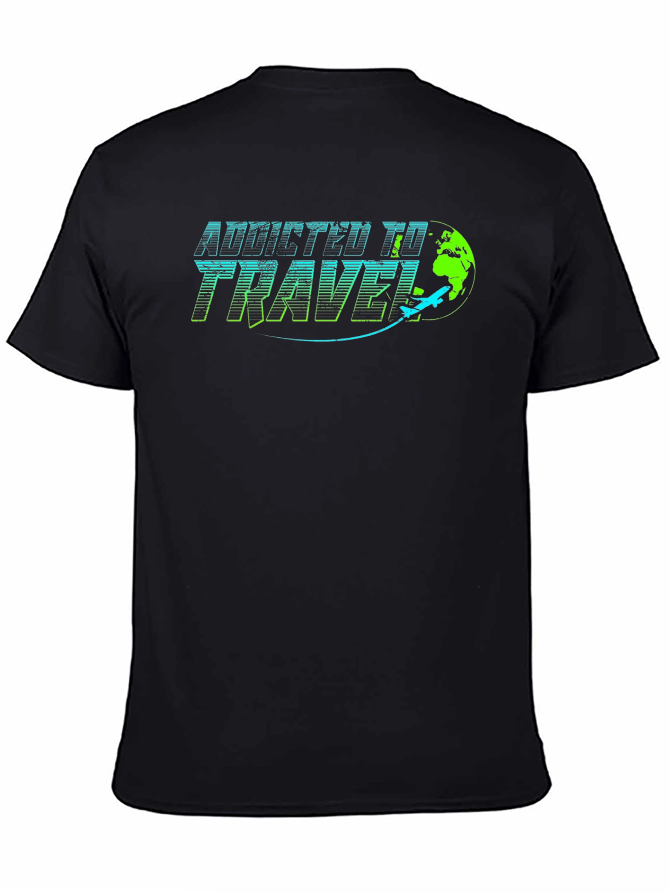 Addicted to Travel Graphic Tee - Black Cotton T-Shirt