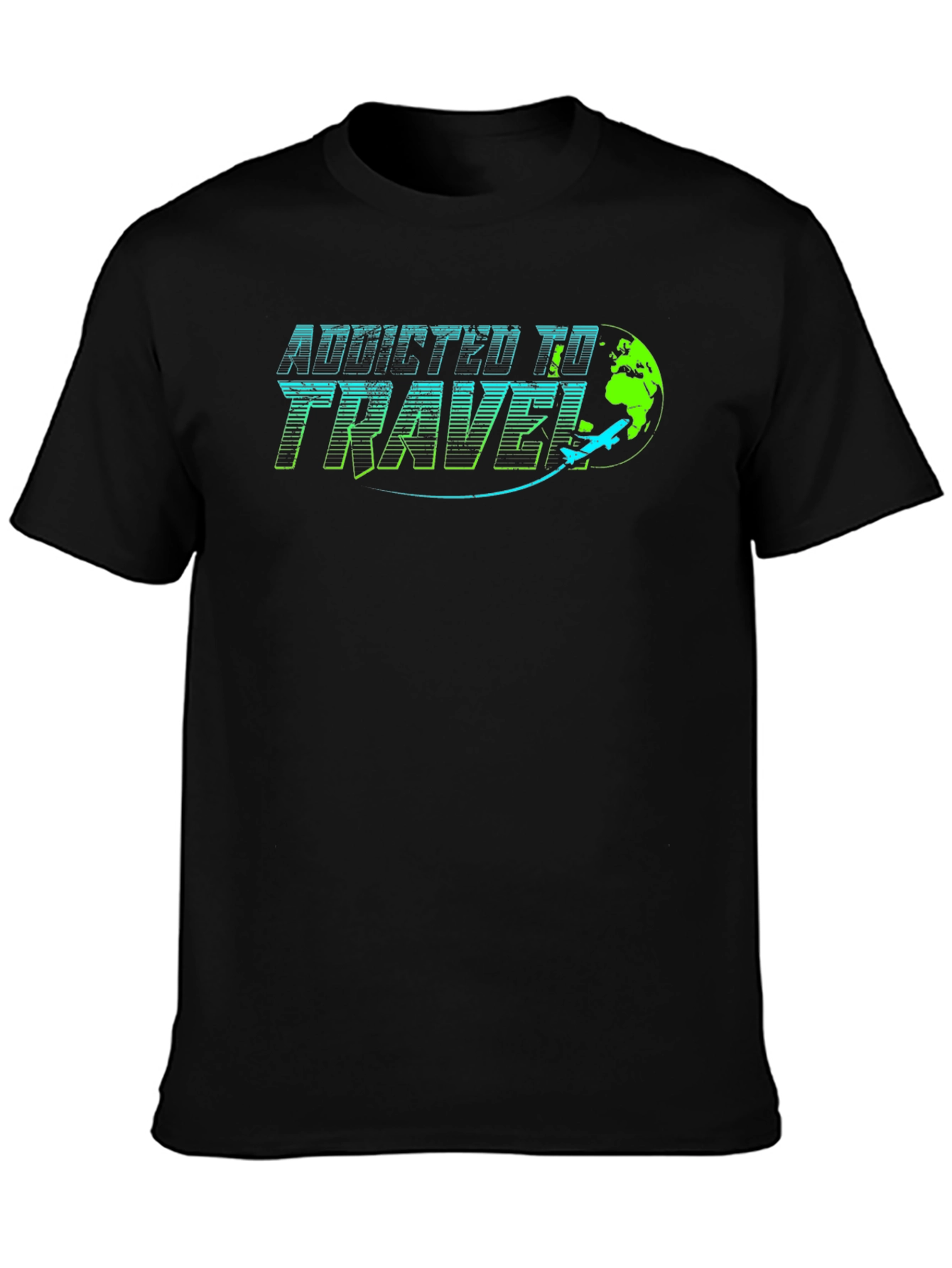 Addicted to Travel Graphic Tee - Black Cotton T-Shirt
