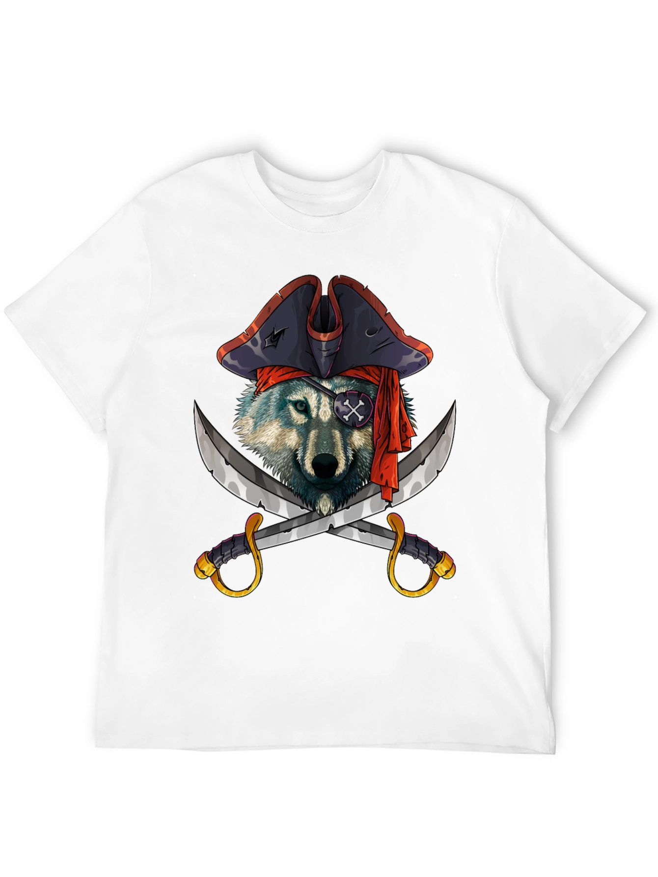 Pirate Wolf Graphic T-Shirt - Black Cotton Tee