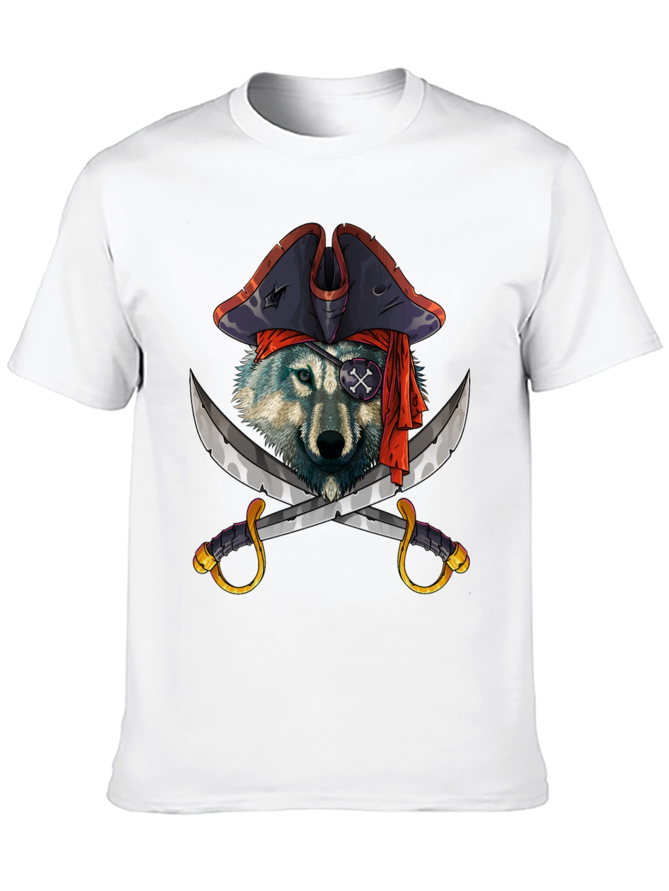 Pirate Wolf Graphic T-Shirt - Black Cotton Tee