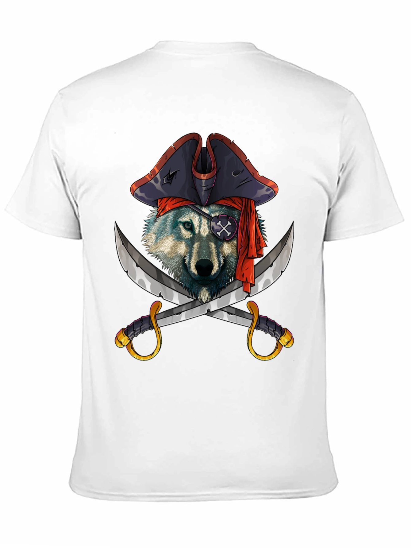 Pirate Wolf Graphic T-Shirt - Black Cotton Tee