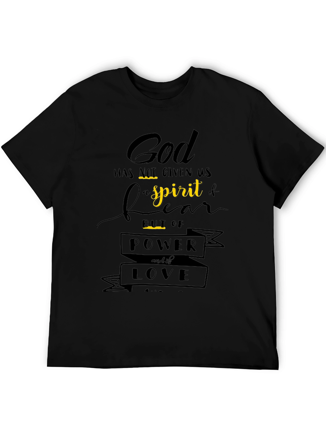 God Power Love Black Graphic T-Shirt
