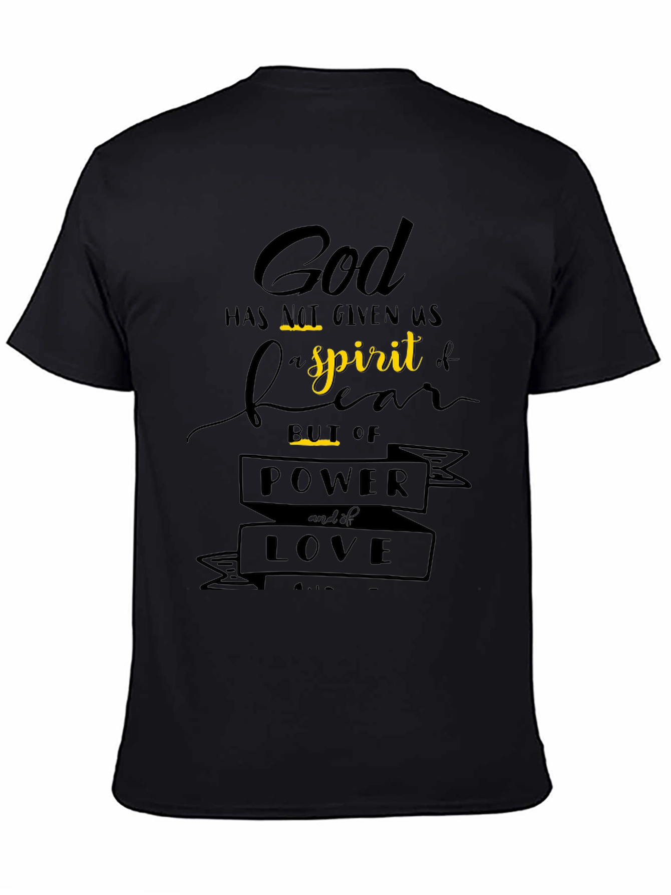 God Power Love Black Graphic T-Shirt