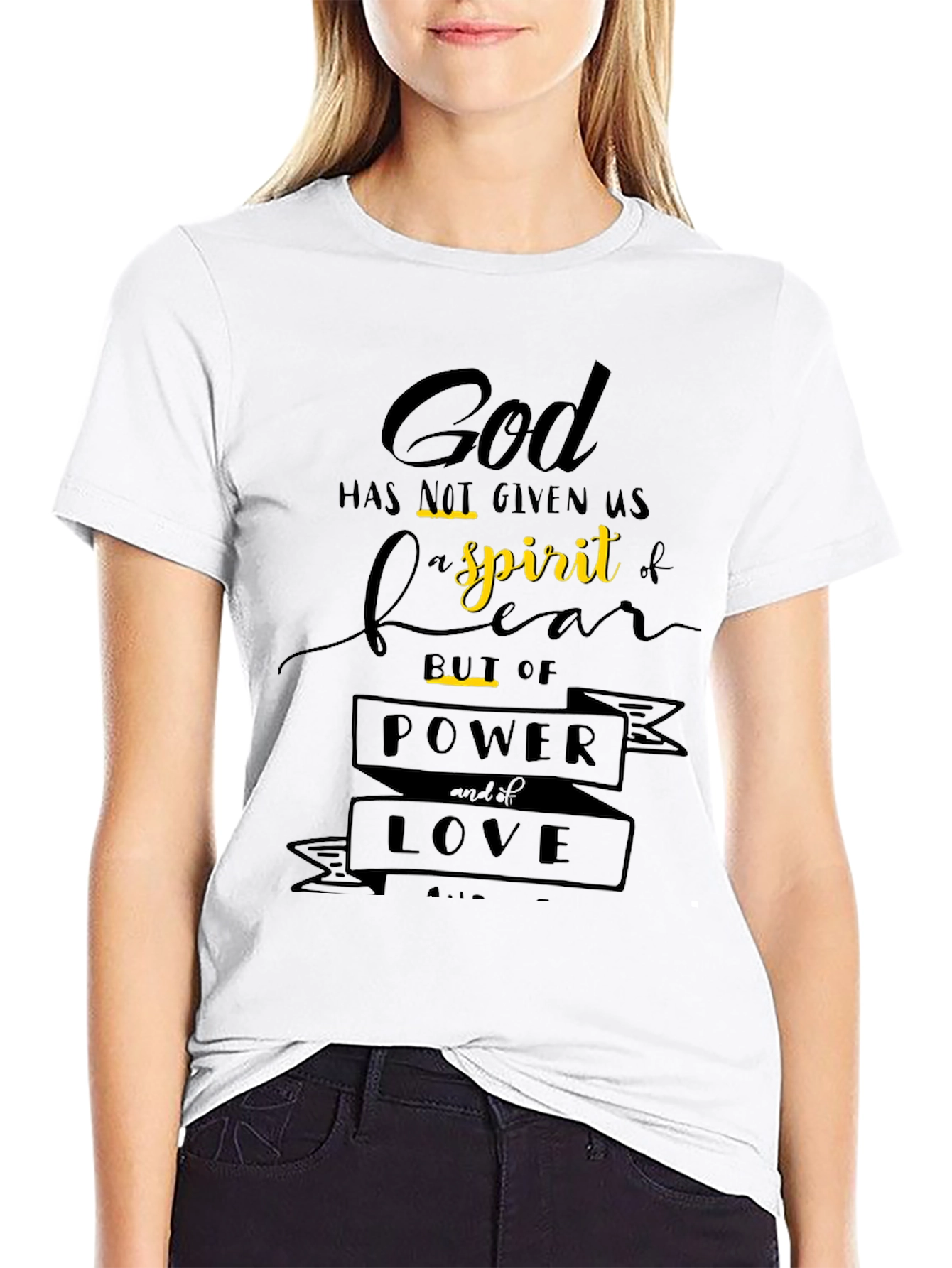 God Power Love Black Graphic T-Shirt