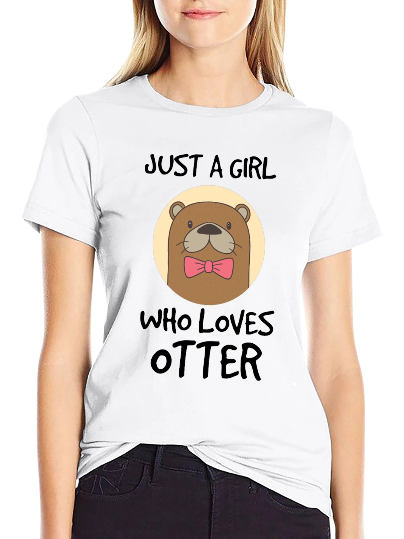 Just a Girl Who Loves Otters Black T-Shirt