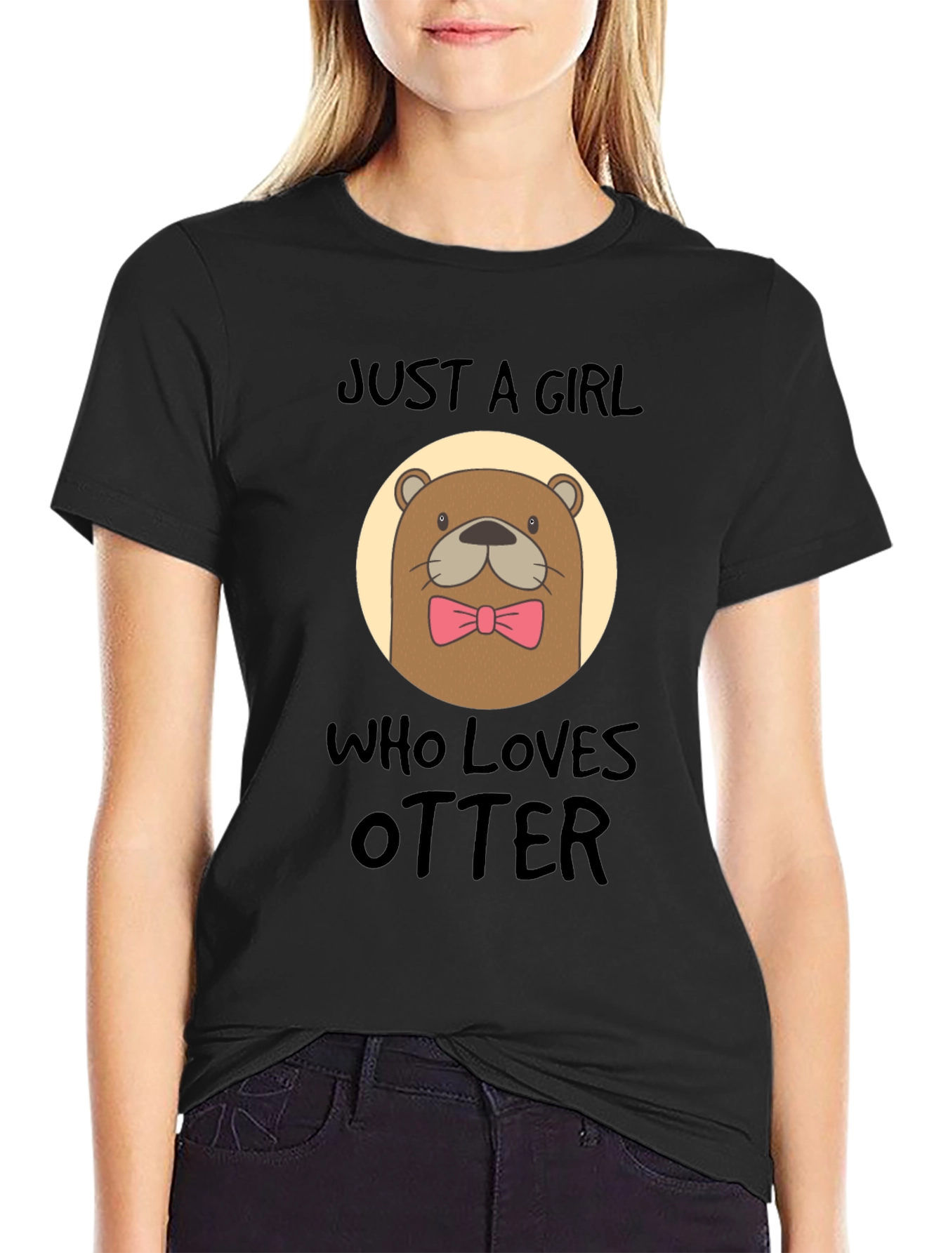 Just a Girl Who Loves Otters Black T-Shirt