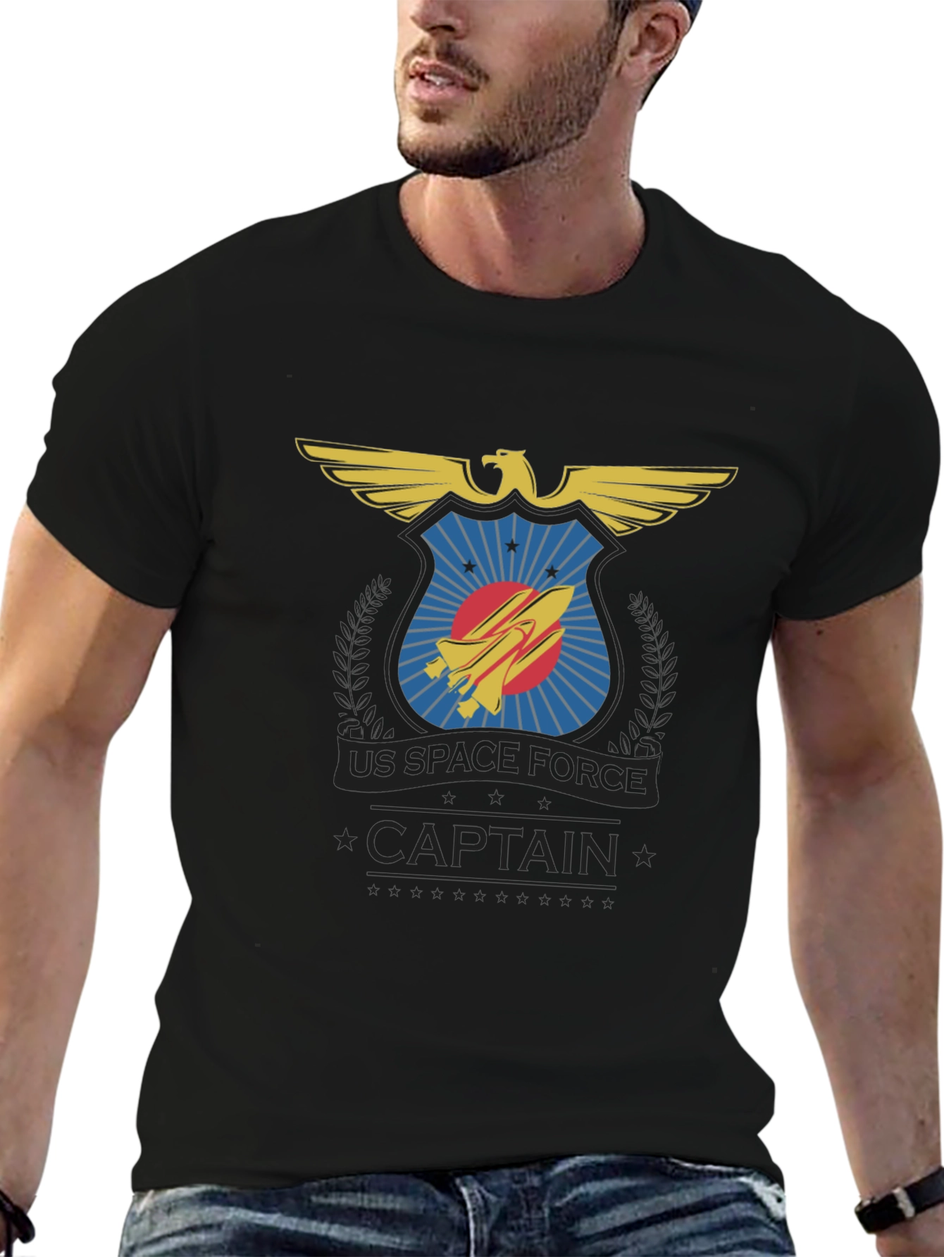 US Space Force Captain T-Shirt - Black