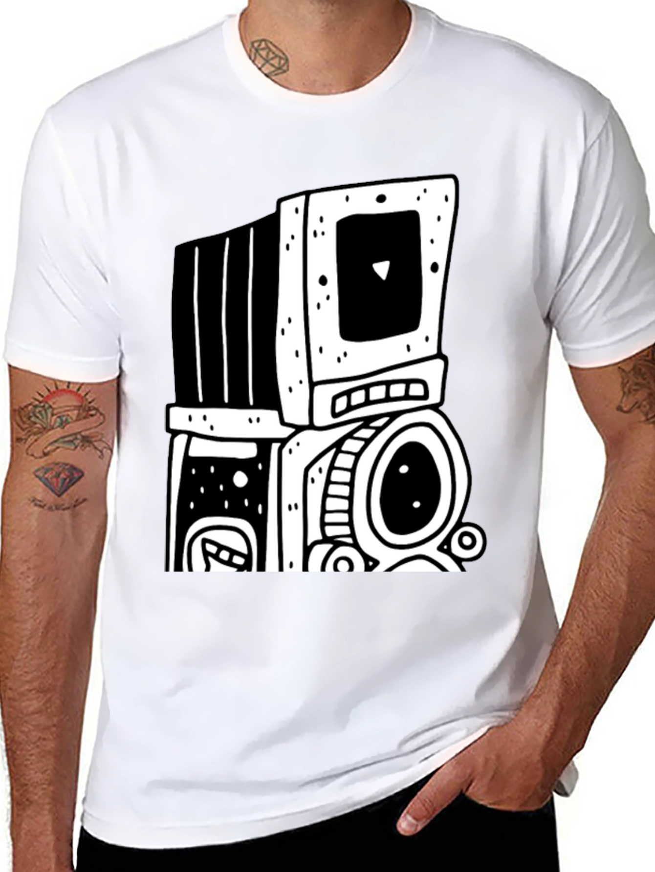 Retro Computer Black Graphic T-Shirt