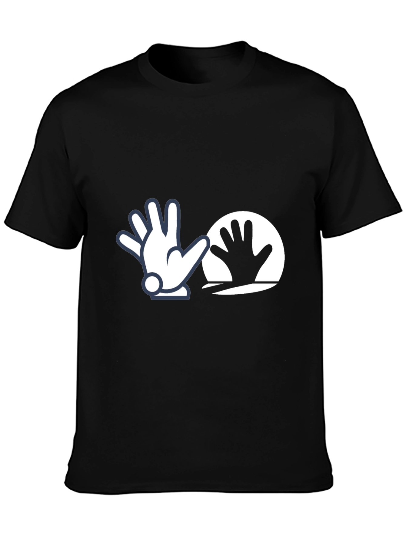 Funny Cartoon Hand Graphic Tee - Black Cotton Shirt