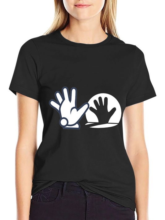 Funny Cartoon Hand Graphic Tee - Black Cotton Shirt