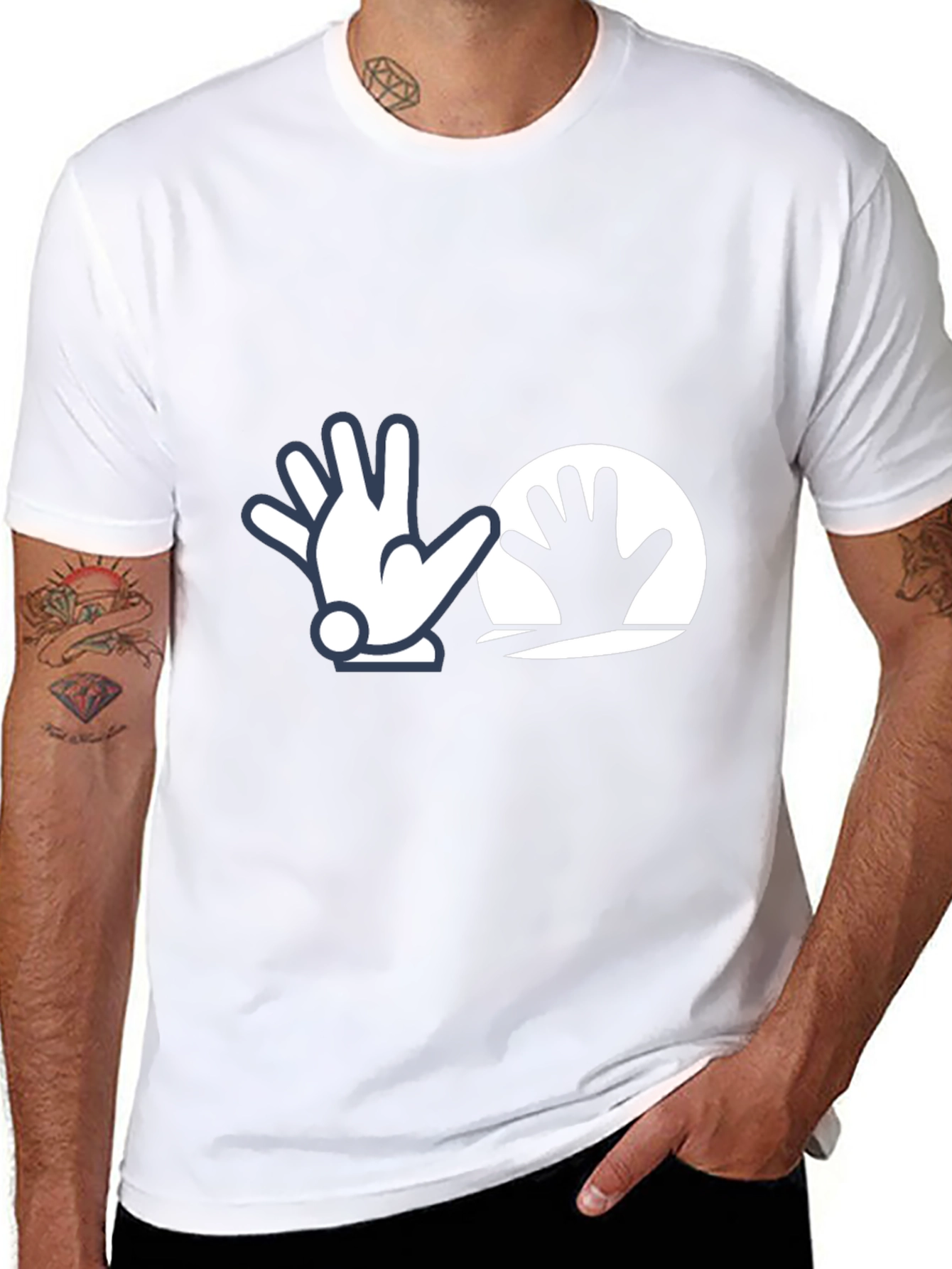 Funny Cartoon Hand Graphic Tee - Black Cotton Shirt
