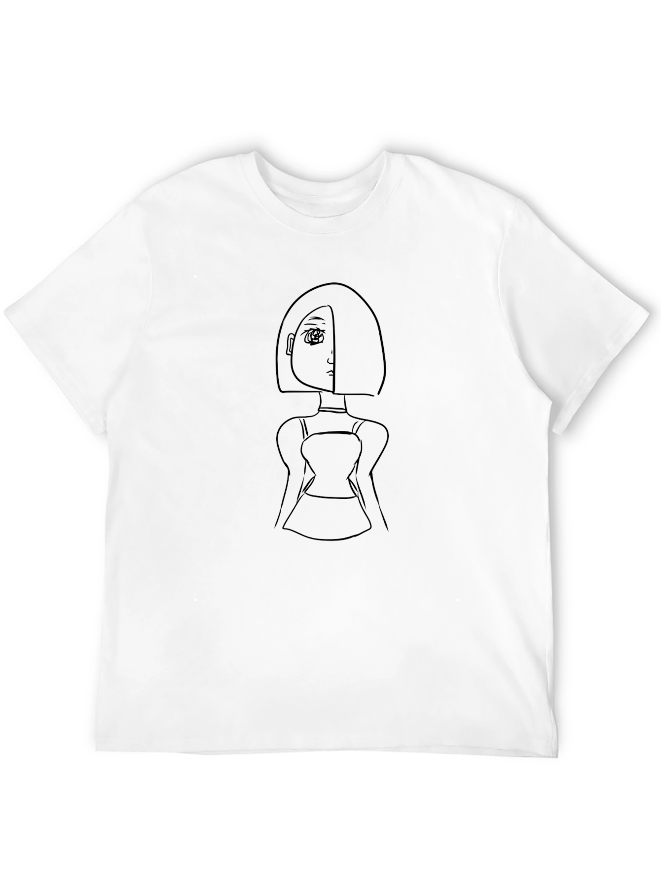 Minimalist Anime Girl Graphic Black T-Shirt