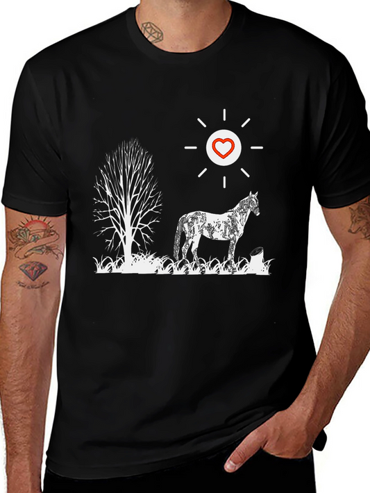 Horse Love Sun T-Shirt - Nature Inspired Graphic Tee