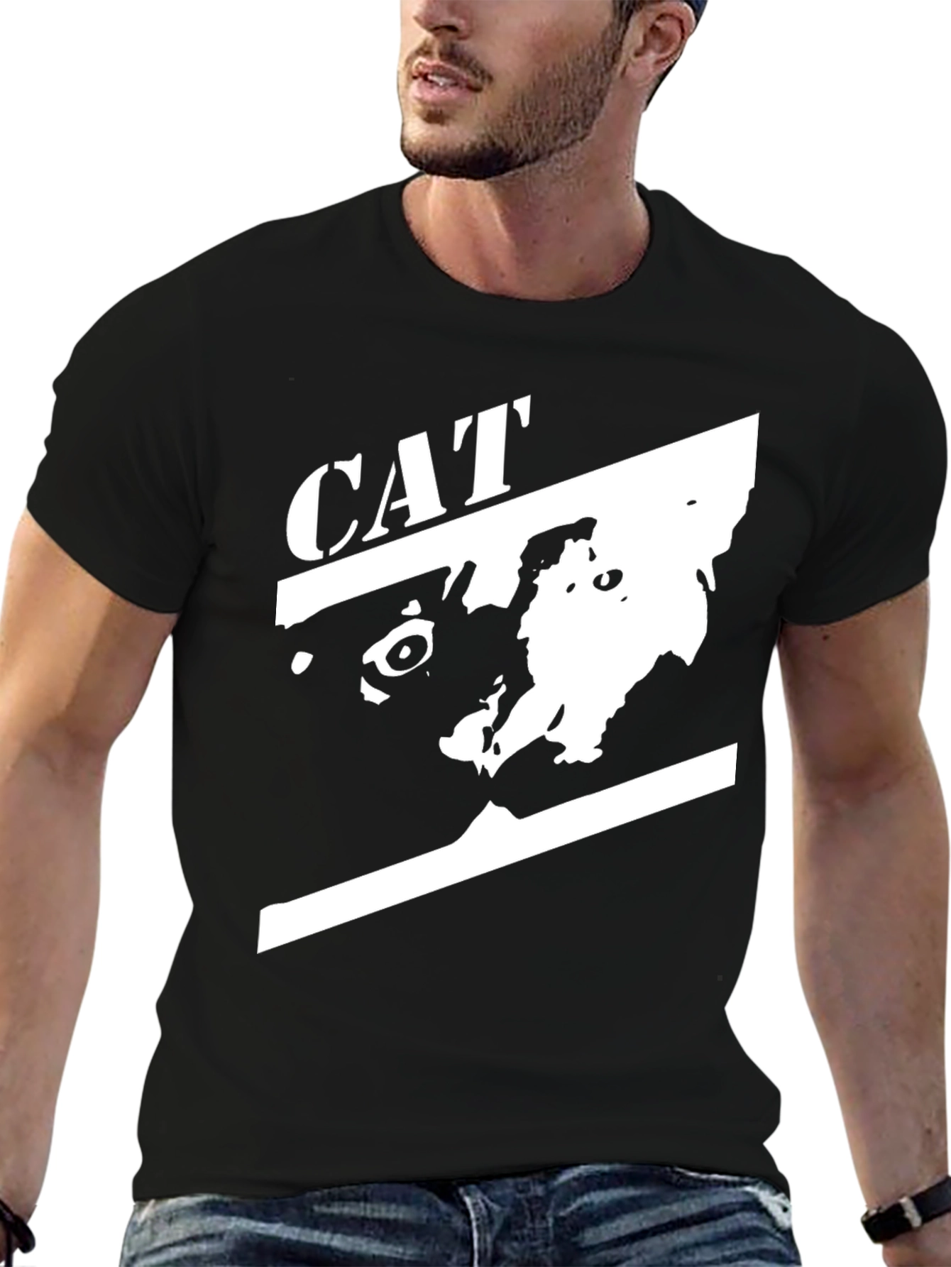 CAT Graphic Tee - Cool Black Cotton T-Shirt