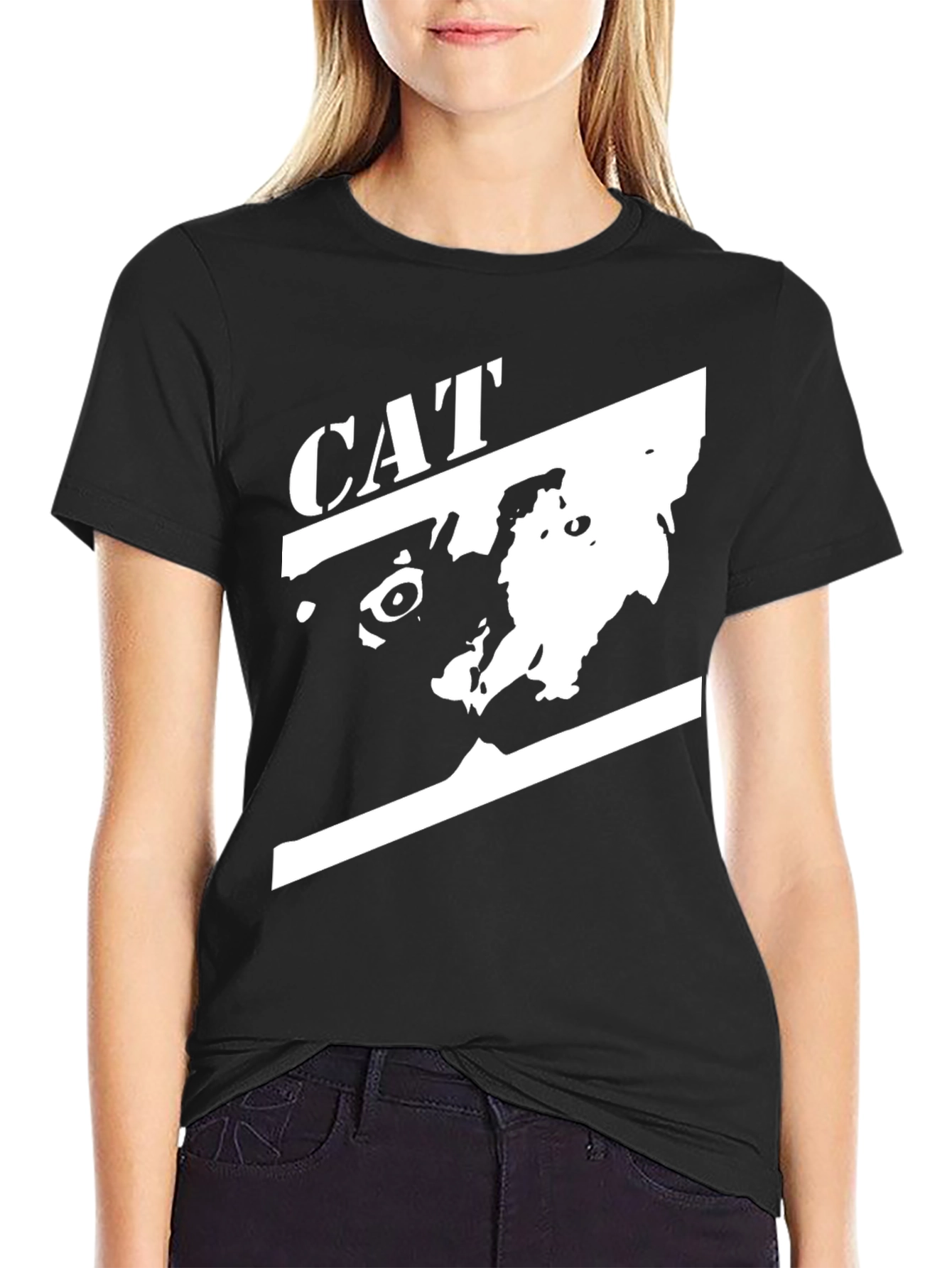 CAT Graphic Tee - Cool Black Cotton T-Shirt