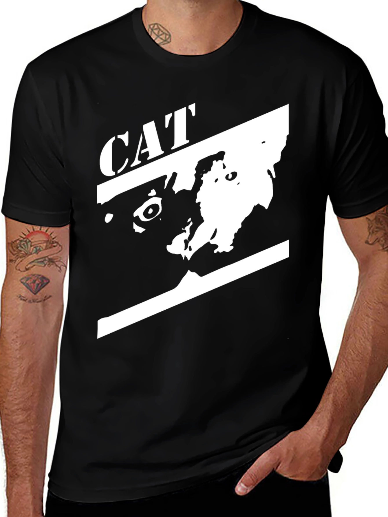 CAT Graphic Tee - Cool Black Cotton T-Shirt