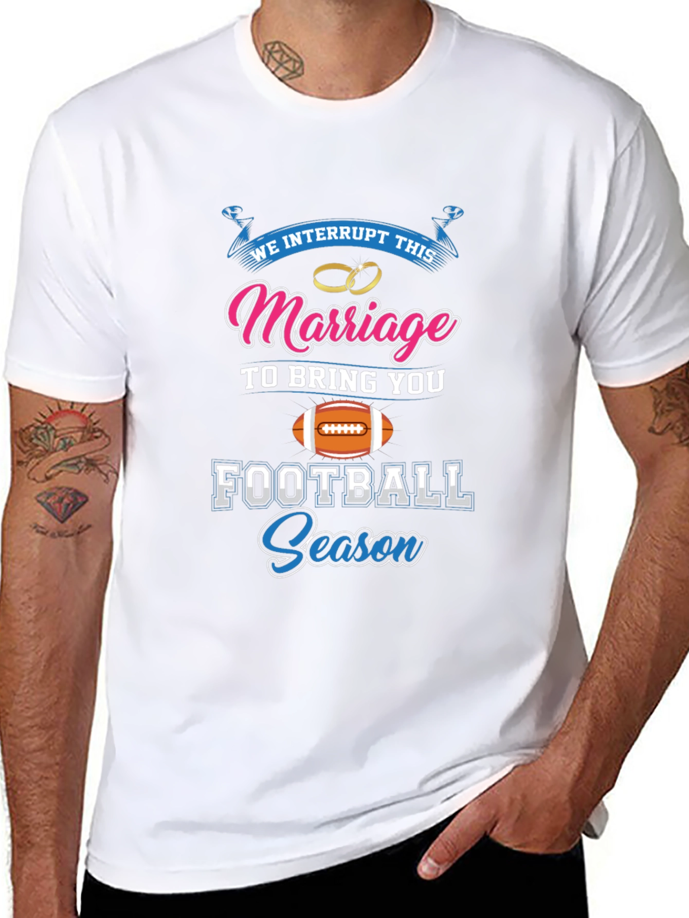 Funny Football Season Marriage T-Shirt