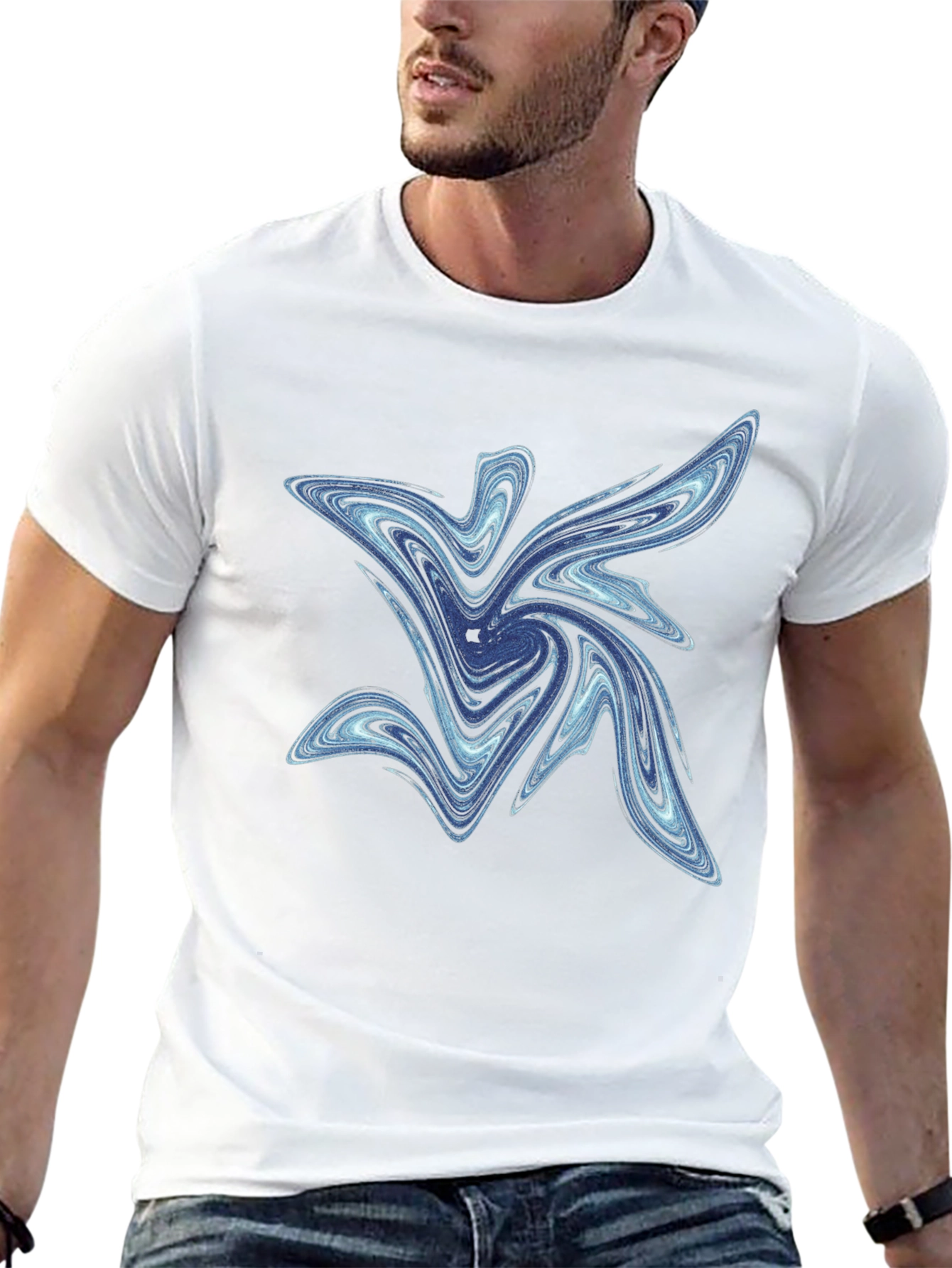 Abstract Swirl Graphic Tee - Mens Black T-Shirt