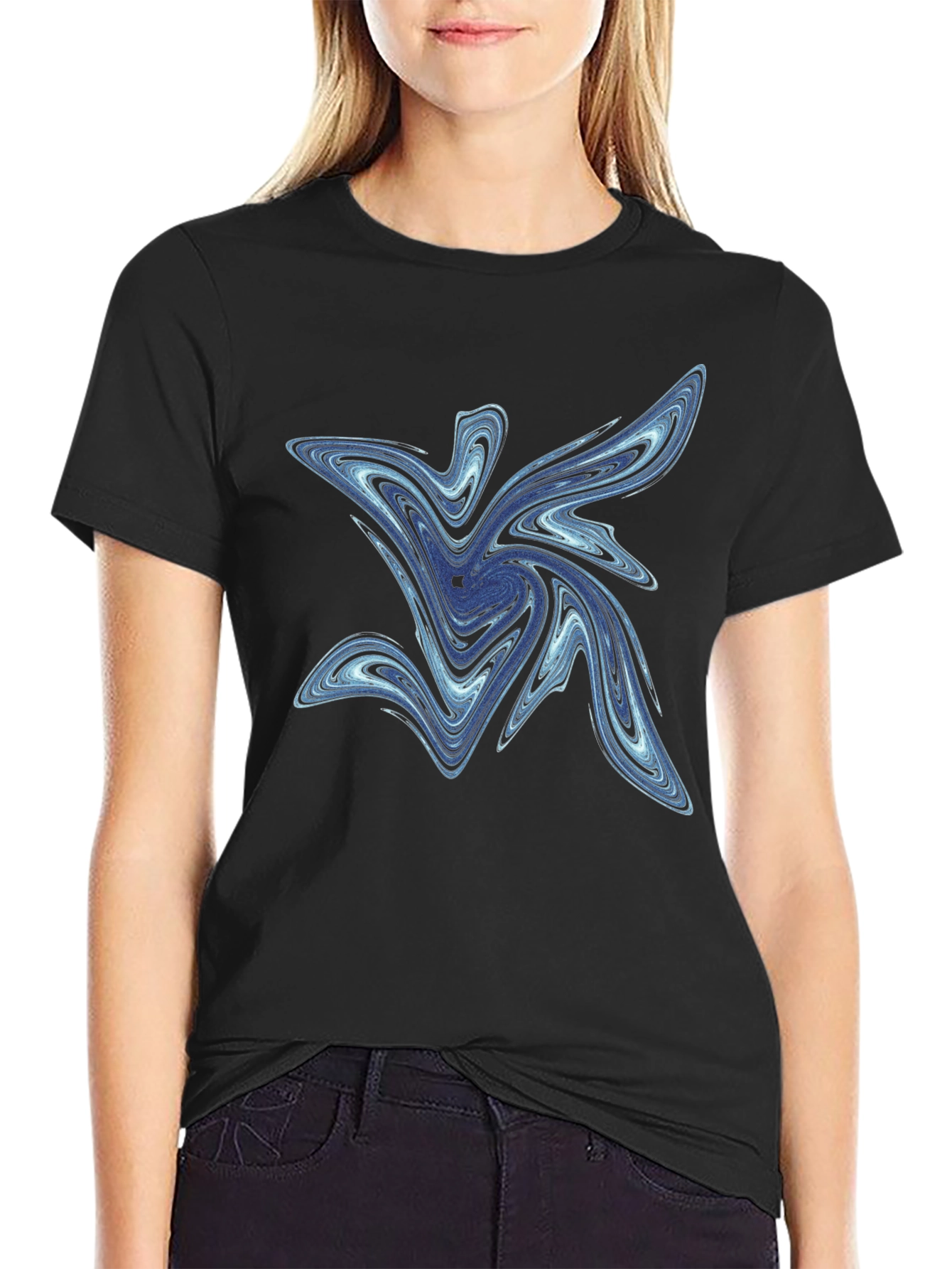 Abstract Swirl Graphic Tee - Mens Black T-Shirt