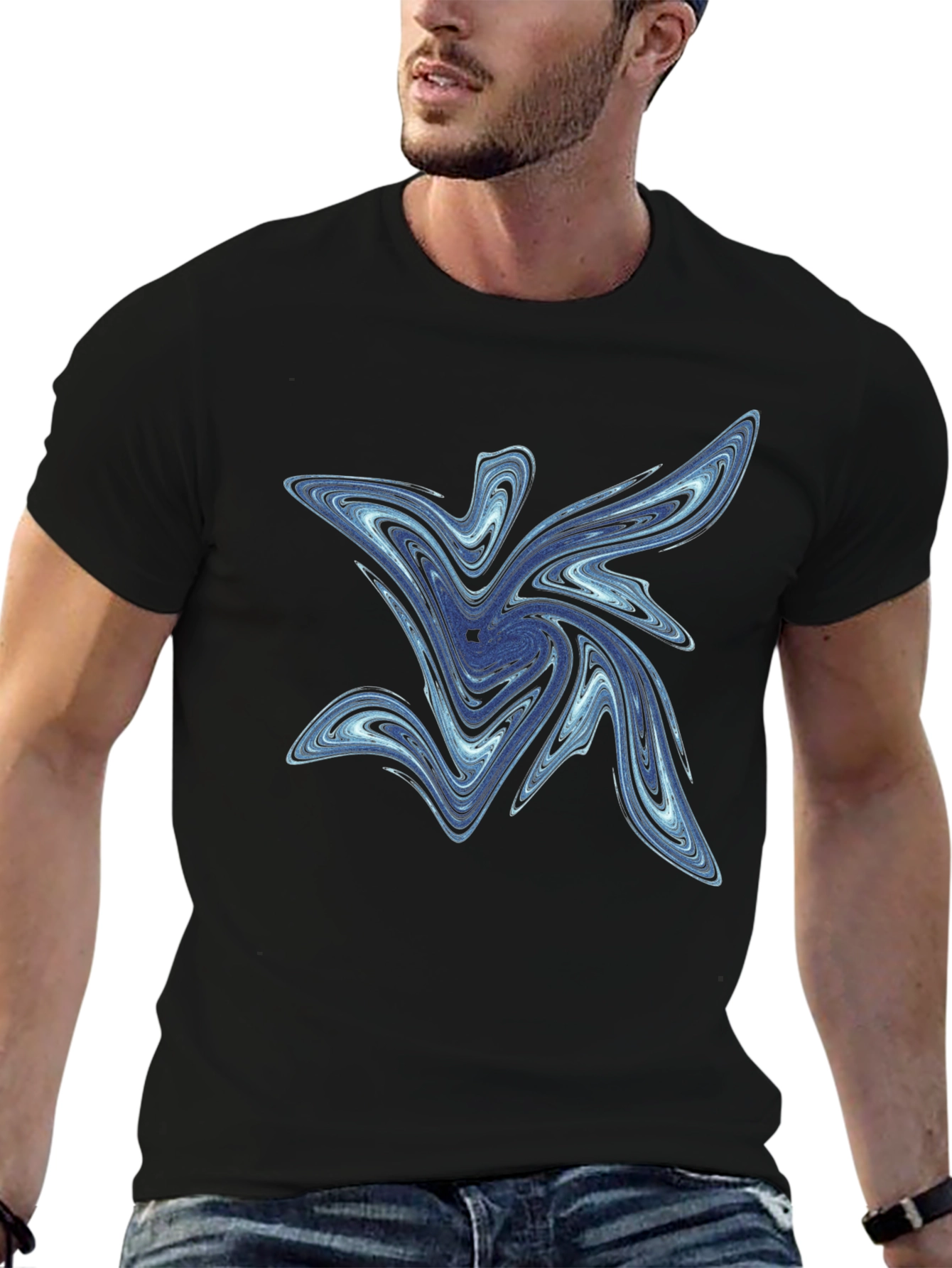 Abstract Swirl Graphic Tee - Mens Black T-Shirt