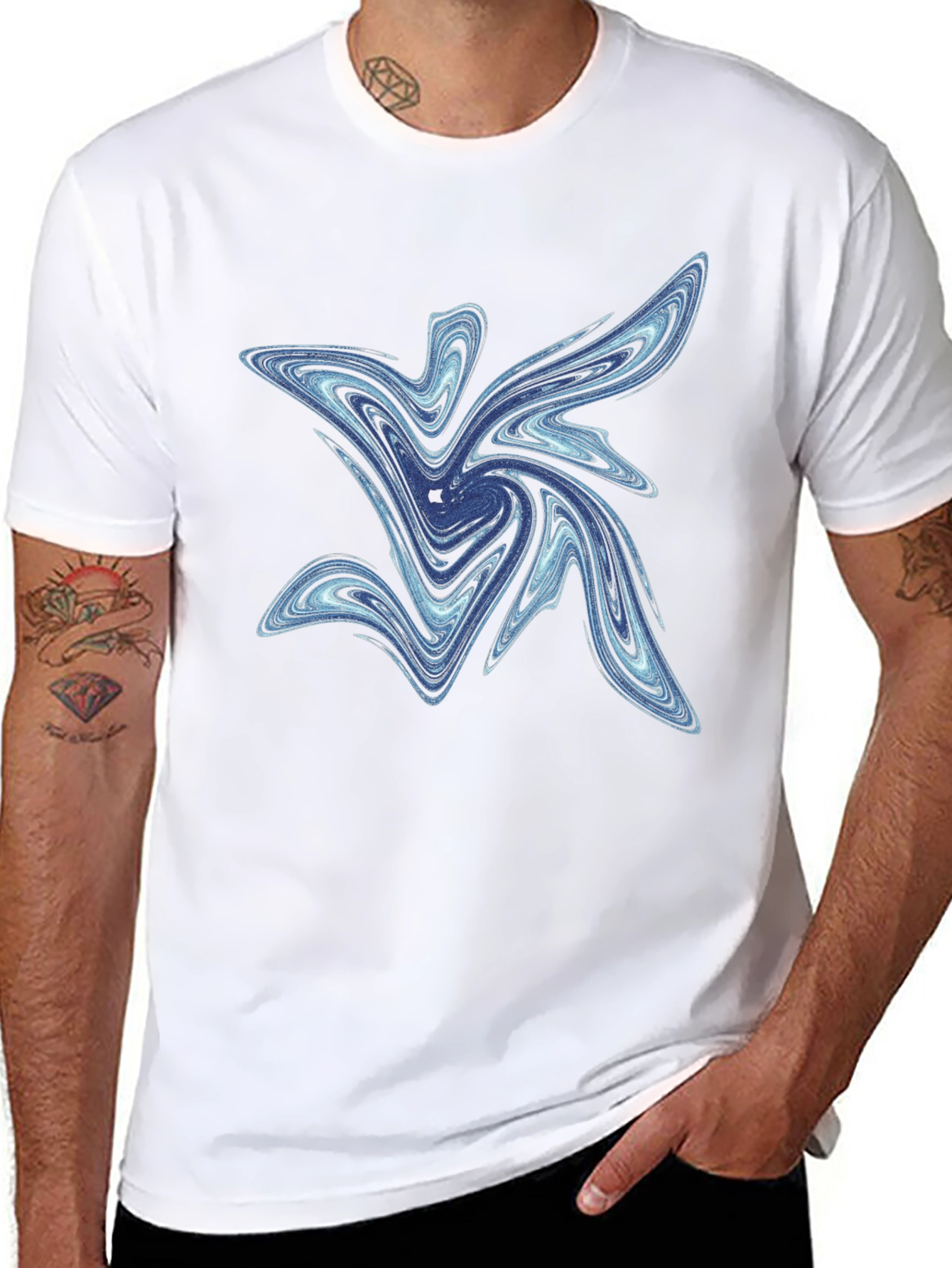 Abstract Swirl Graphic Tee - Mens Black T-Shirt