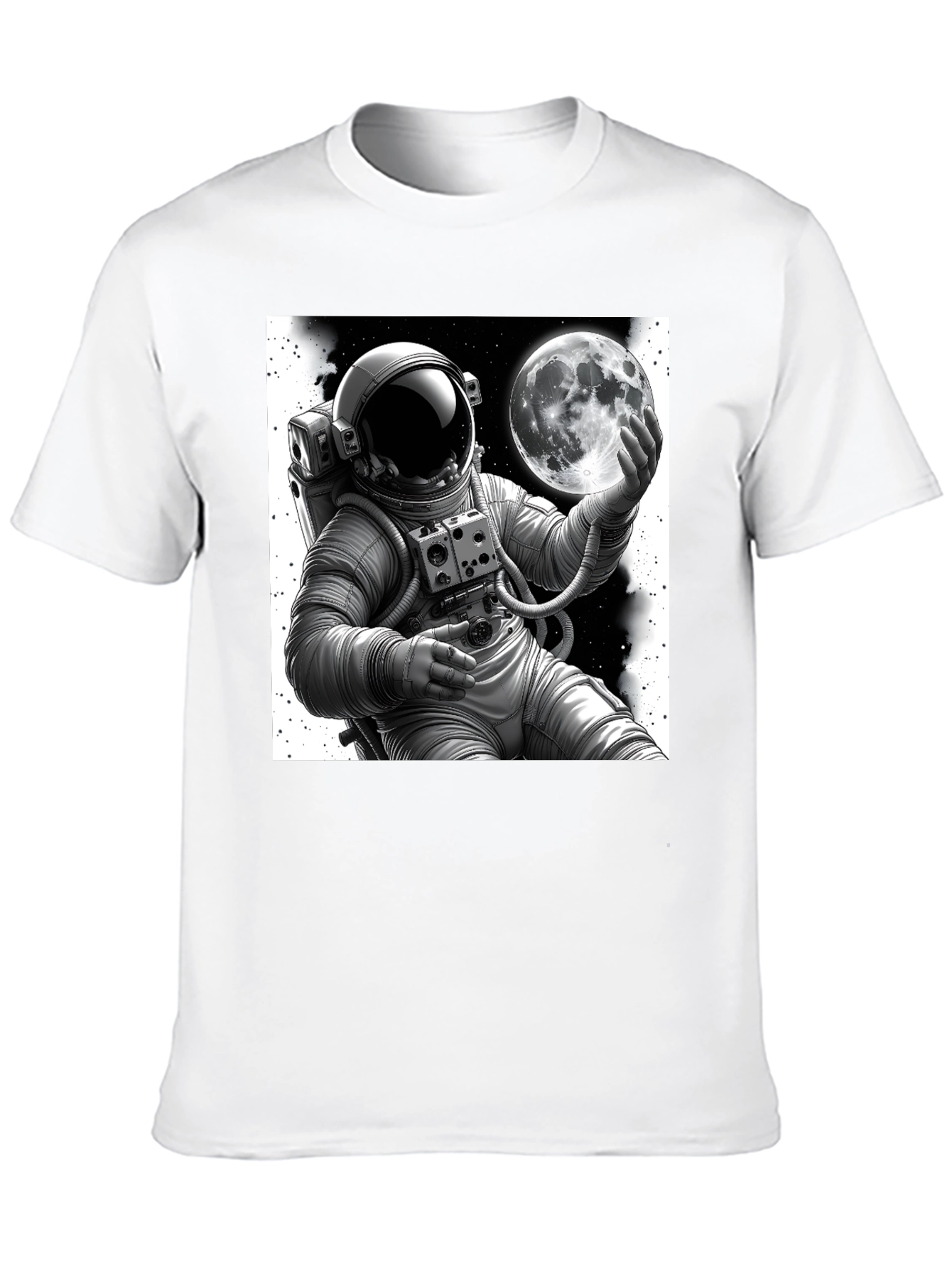 Astronaut & Moon Graphic Tee - Black Cotton Blend