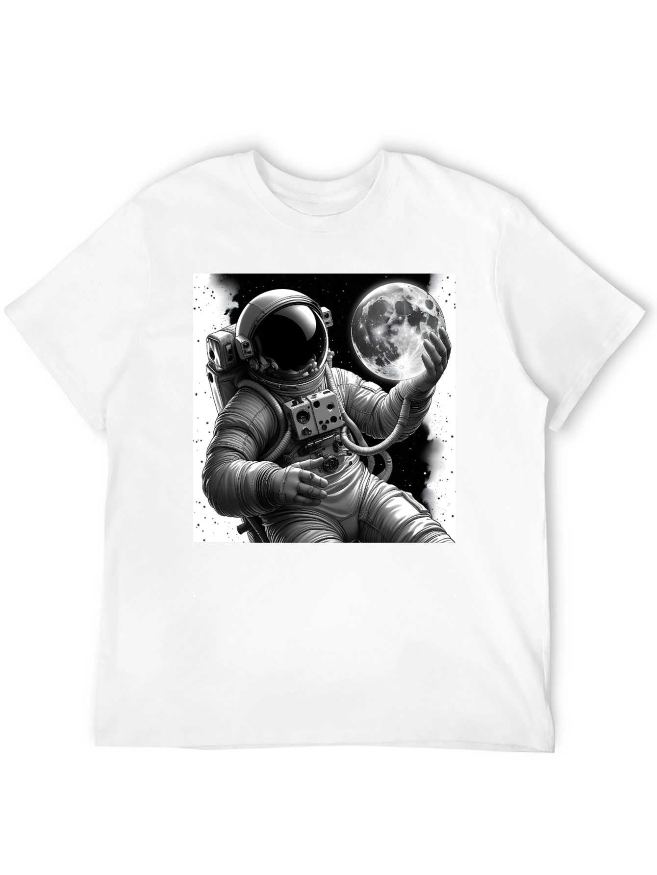 Astronaut & Moon Graphic Tee - Black Cotton Blend